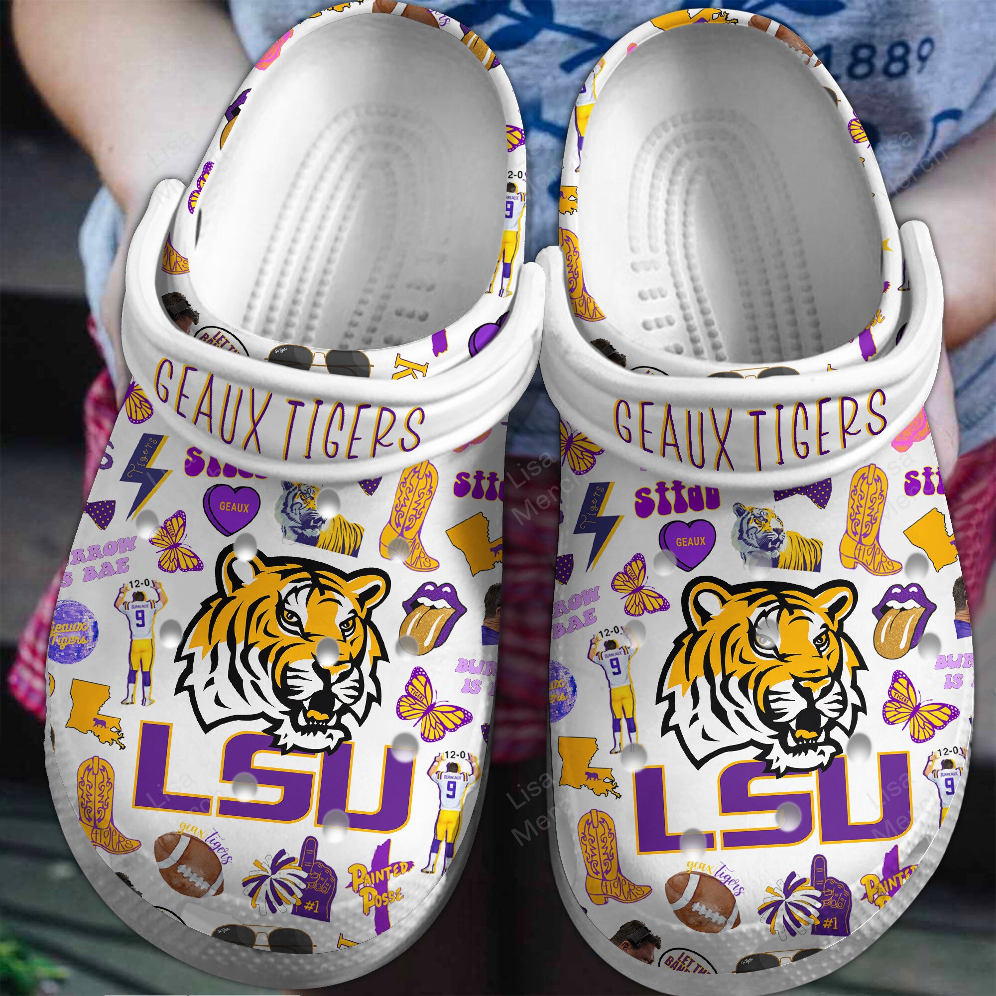 LSU Tigers NCAA Sport Crocs Crocband Clogs Shoes Comfortable For Men Women and Kids