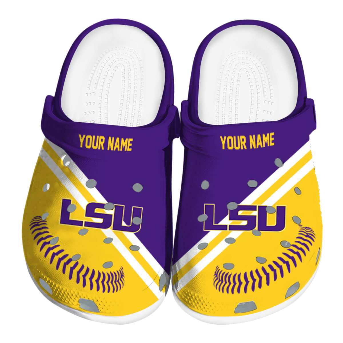LSU Tigers NCAA Sport Crocs Crocband Clogs Shoes Comfortable For Men Women and Kids