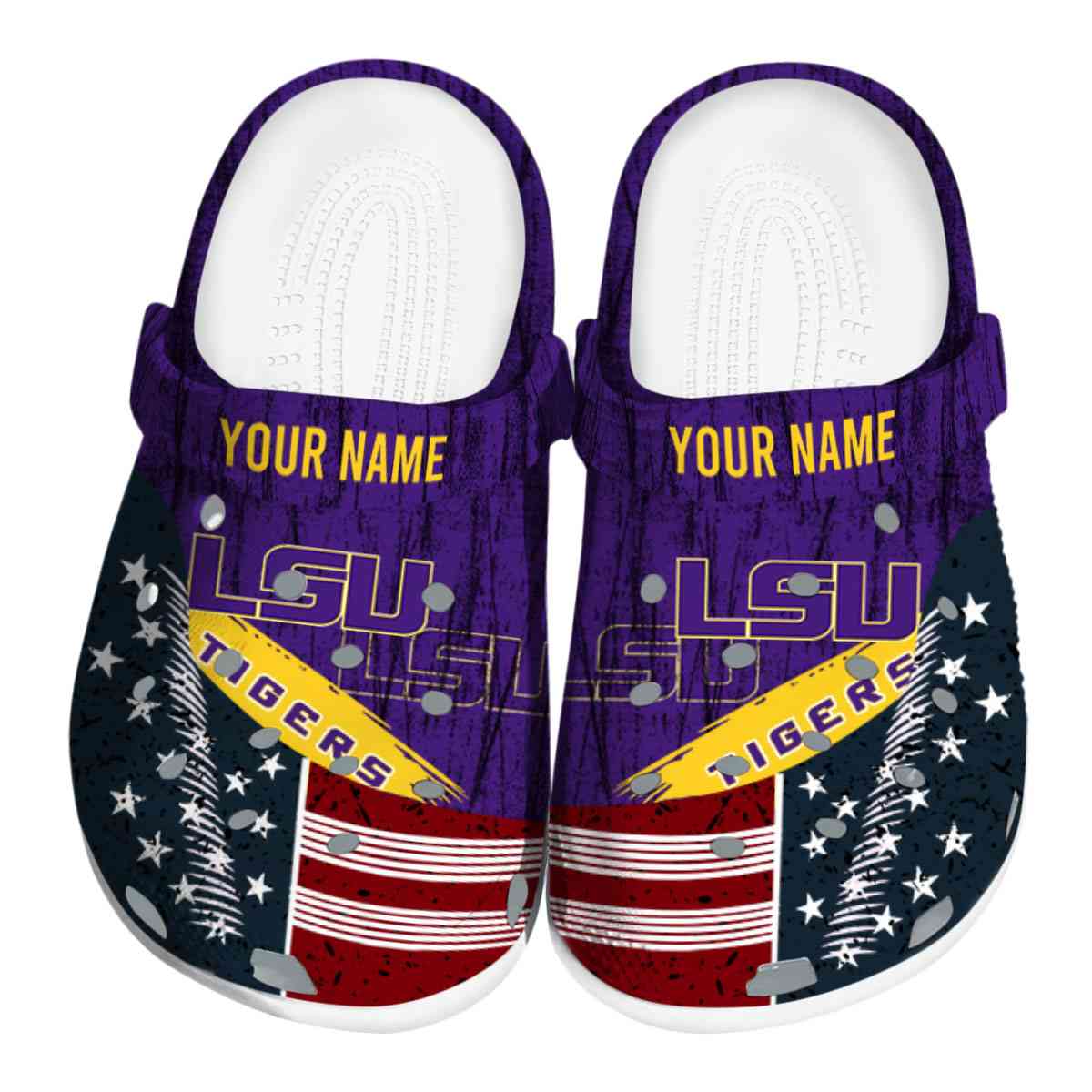 LSU Tigers NCAA Sport Crocs Crocband Clogs Shoes Comfortable For Men Women and Kids