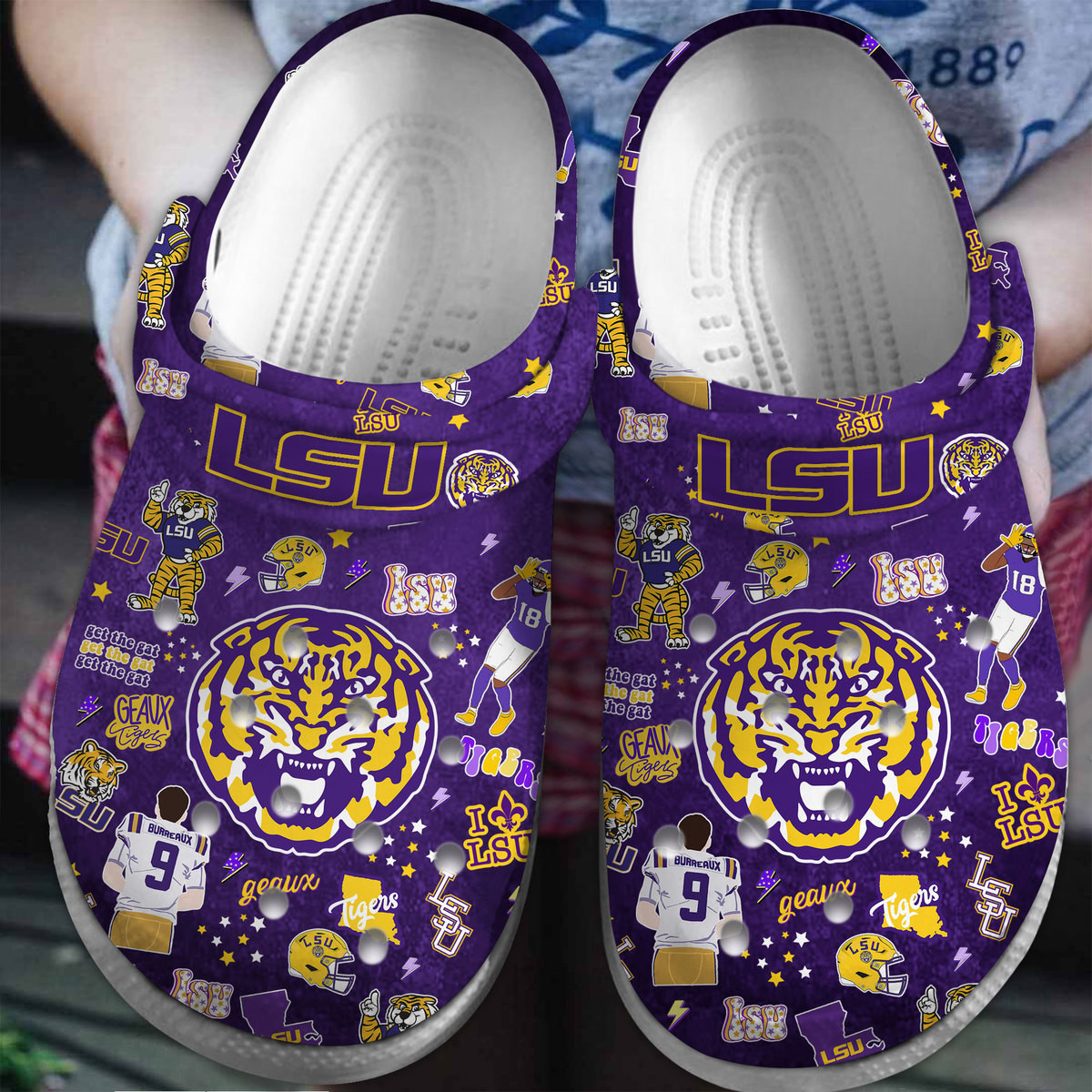 LSU Tigers NCAA Sport Crocs Crocband Clogs Shoes Comfortable For Men Women and Kids