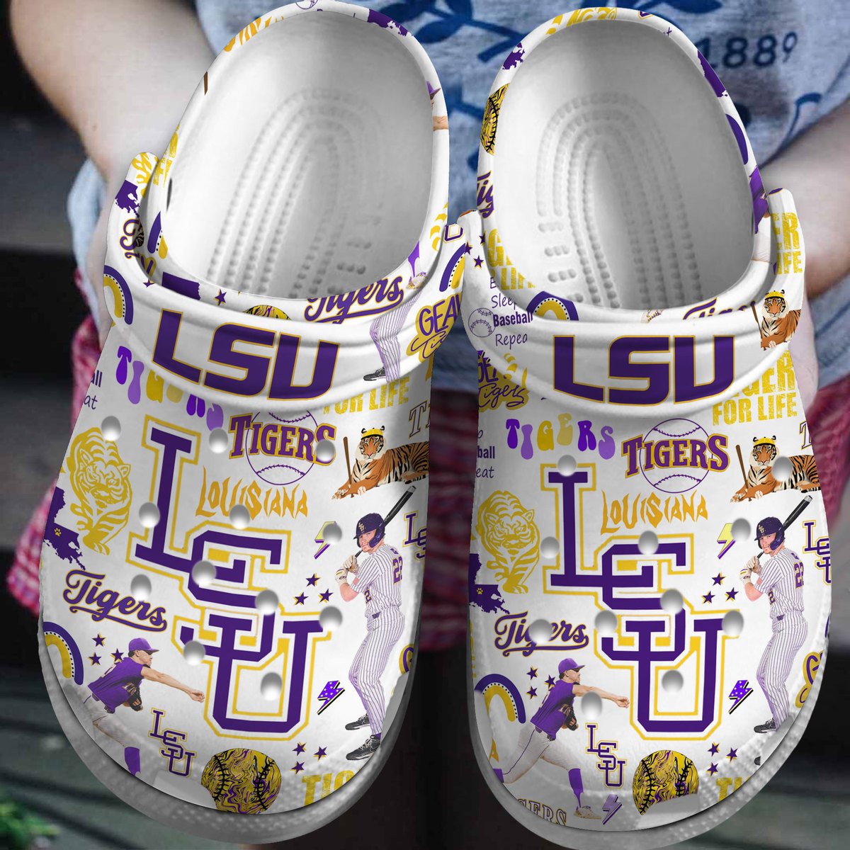 LSU Tigers NCAA Sport Crocs Crocband Clogs Shoes Comfortable For Men Women and Kids