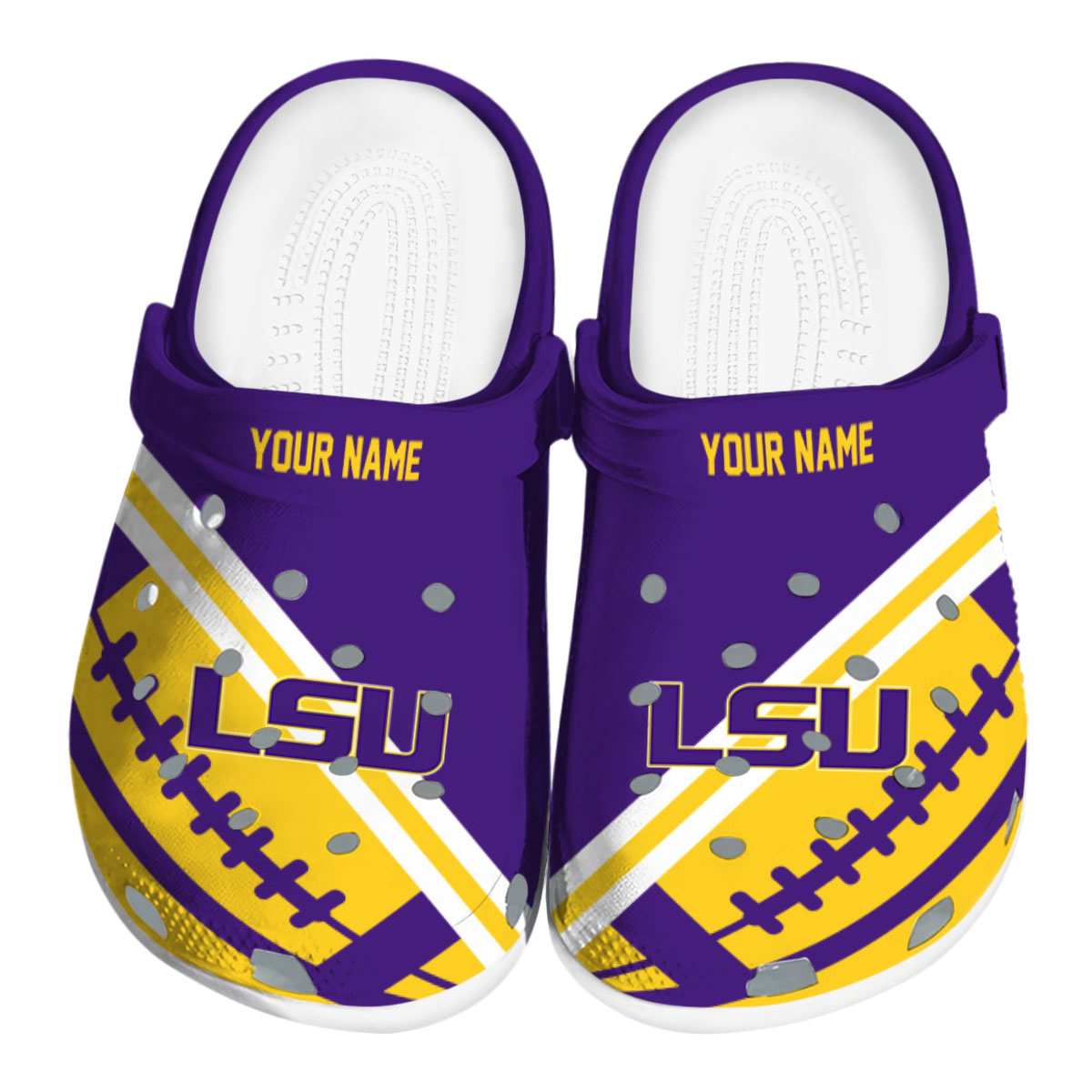 LSU Tigers NCAA Sport Crocs Crocband Clogs Shoes Comfortable For Men Women and Kids