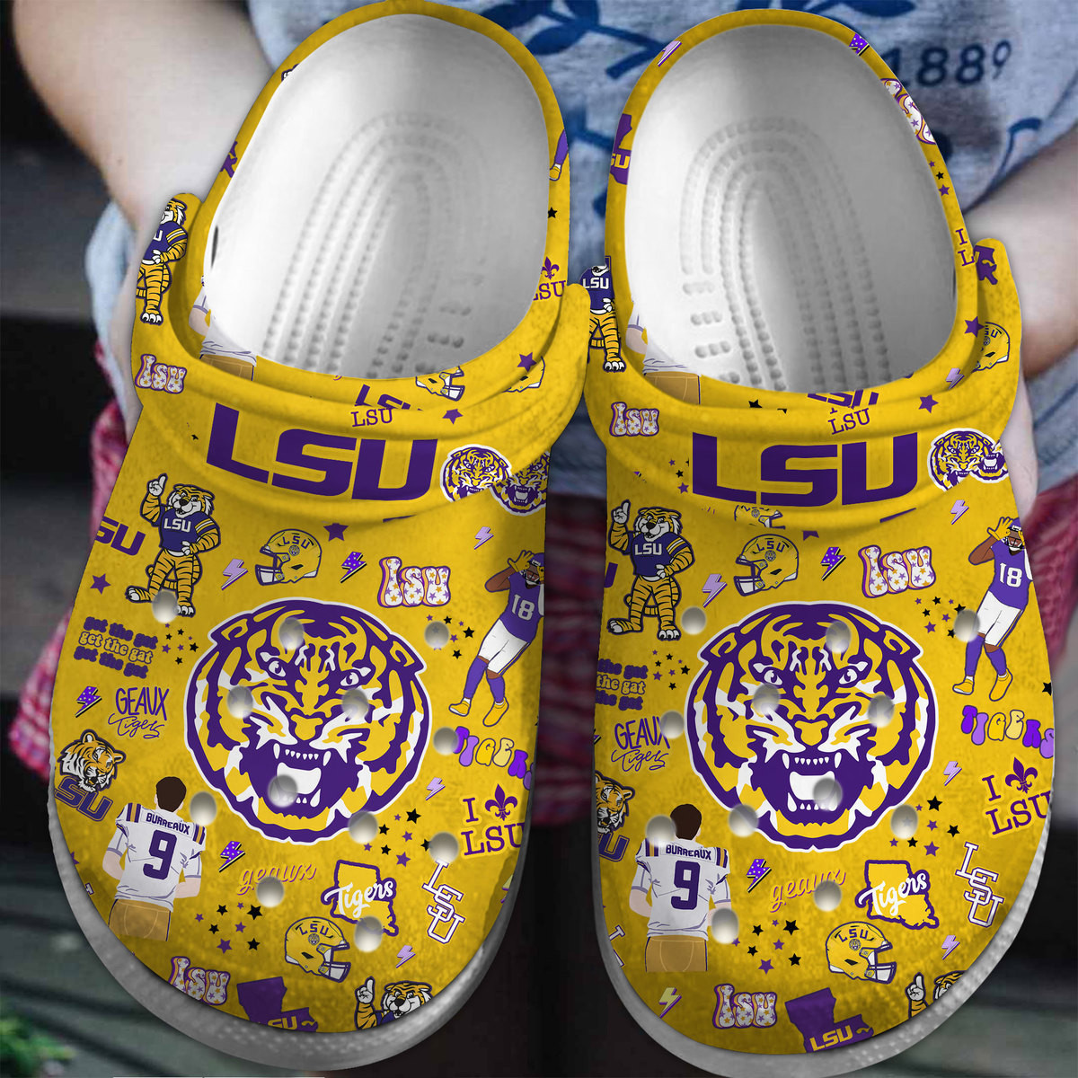 LSU Tigers NCAA Sport Crocs Crocband Clogs Shoes Comfortable For Men Women and Kids