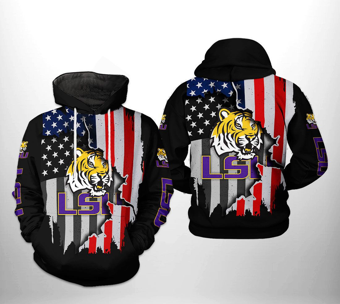 LSU Tigers NCAA US Flag 3D All Over Print Hoodie, Zip Hoodie