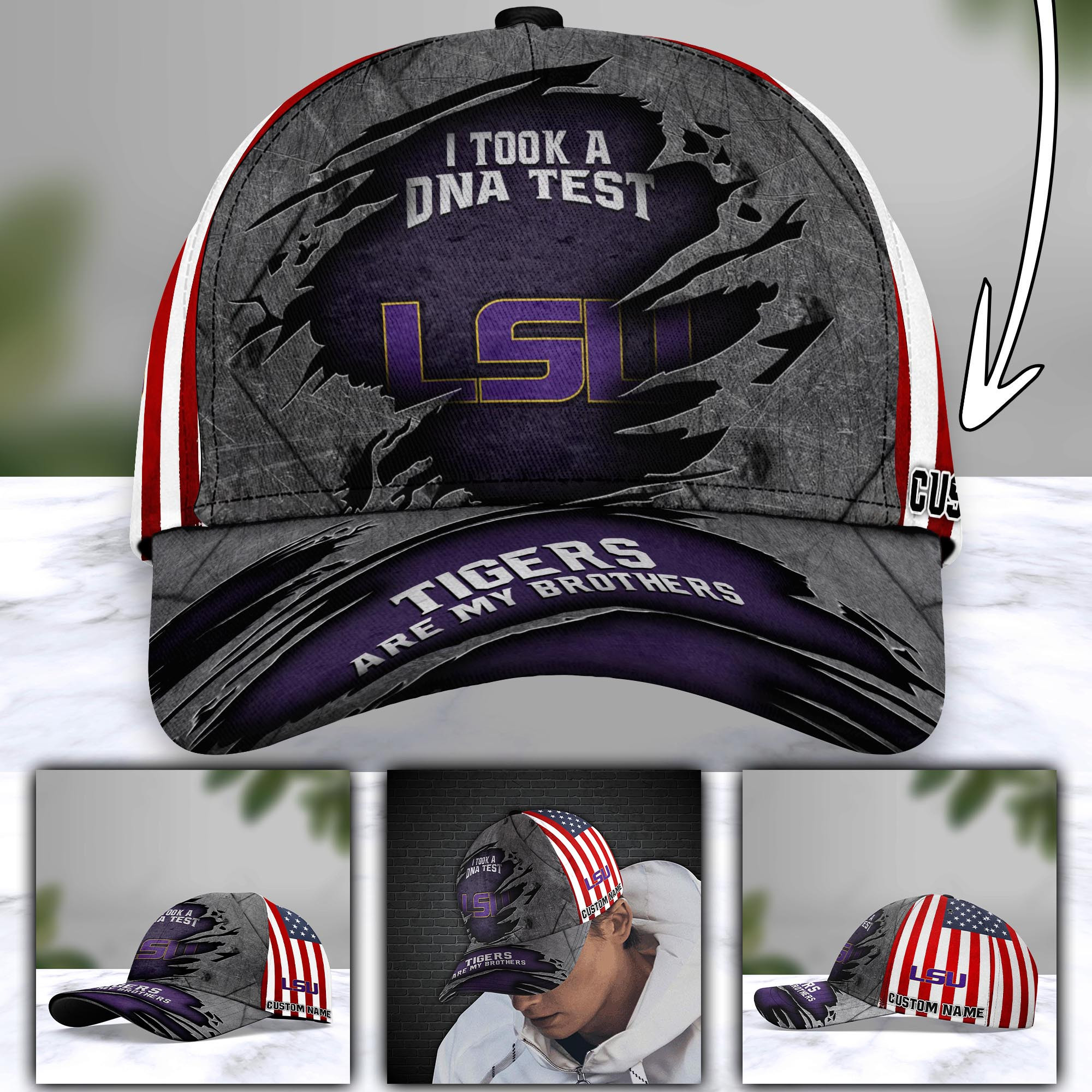 LSU TIGERS Personalized Baseball Caps Trucker Hats Custom Hats Gifts For Men & Women