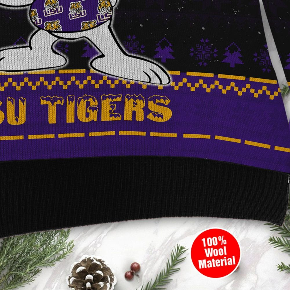 Lsu Tigers Snoopy Dabbing Ugly Christmas Sweater Adult 3D Funny Matching for family - Image 4