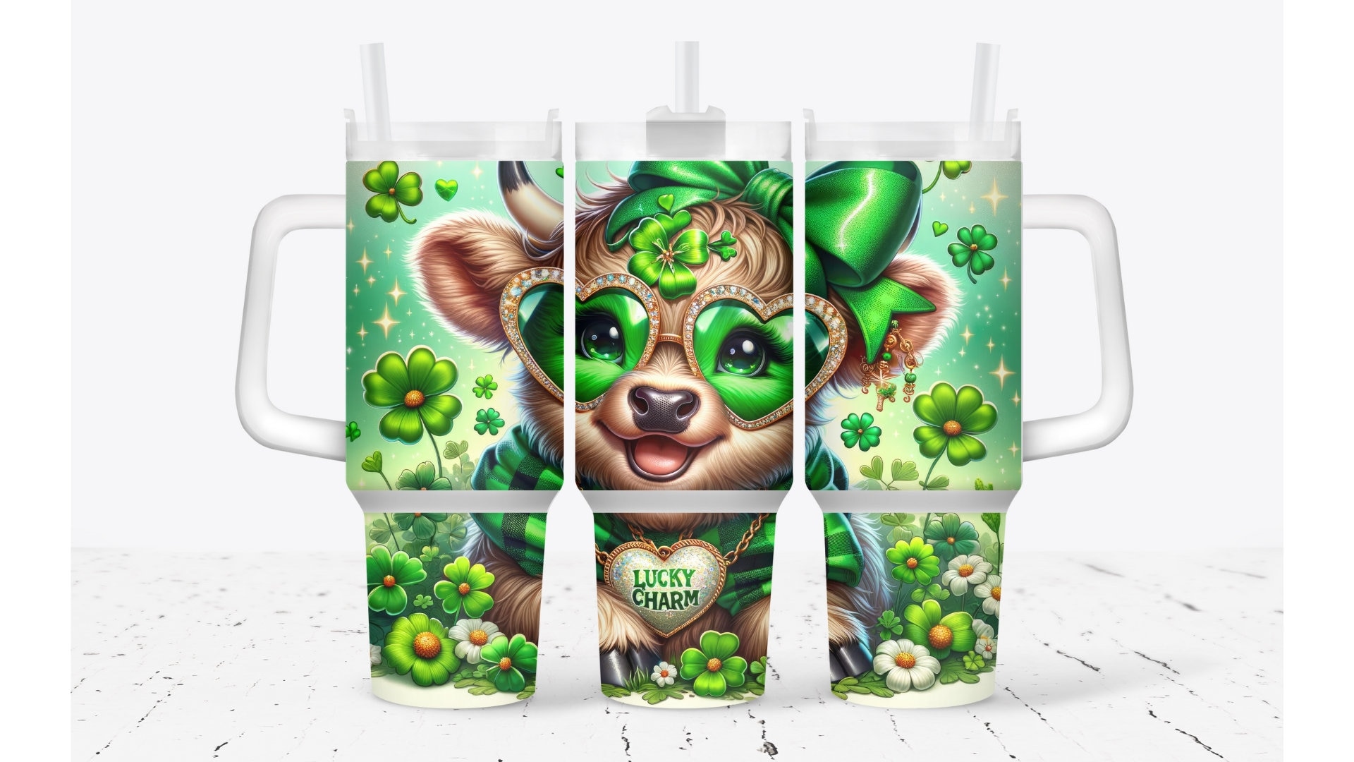 Lucky Charm Cute Baby Cow Custom Stanley Cup 40 oz 30 oz Tumbler With HandleTVC2301929