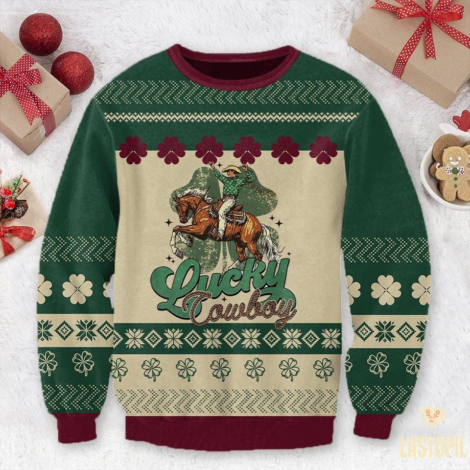 Lucky Cowboy Horse Ugly Sweater