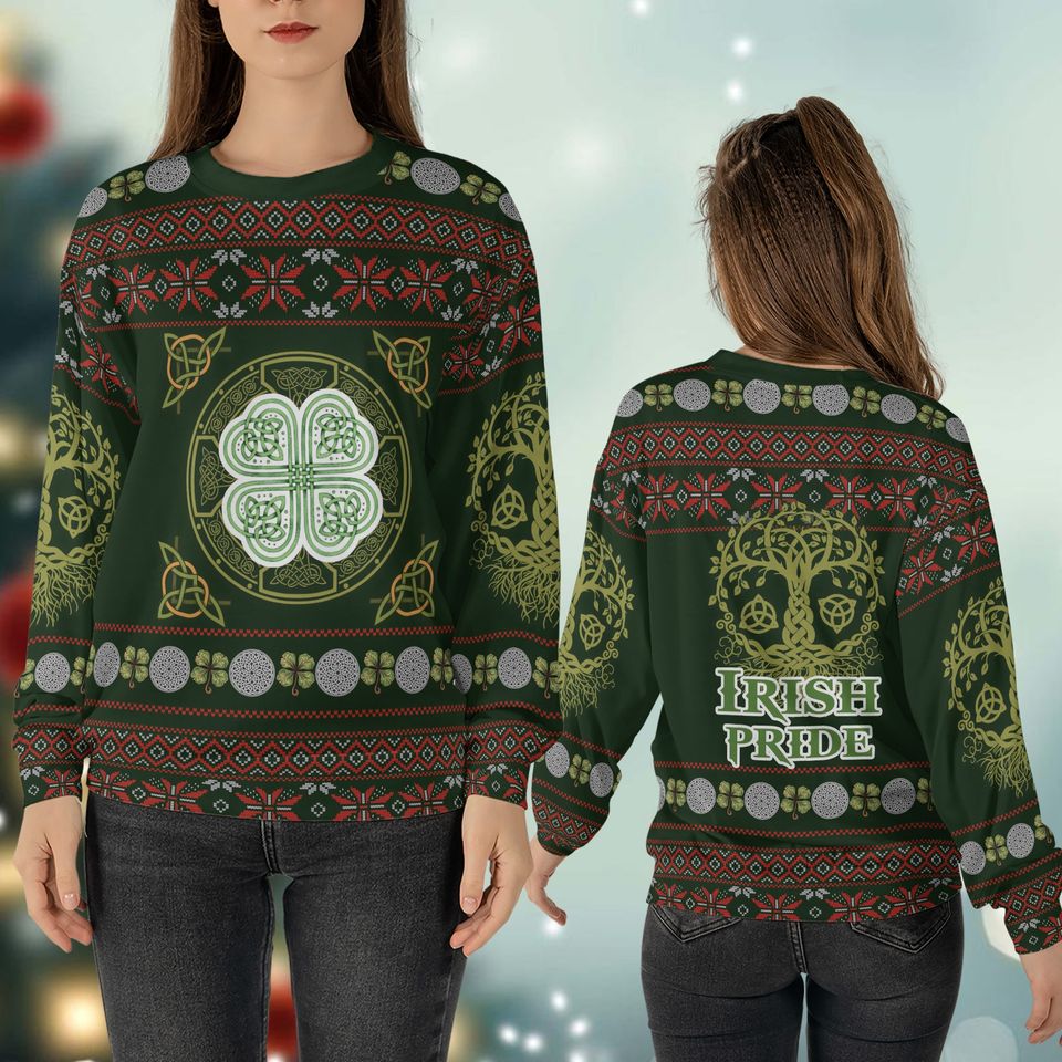 Lucky Shamrock Leaf Clover Ugly Sweater Happy St Patricks Day Sweatshirt