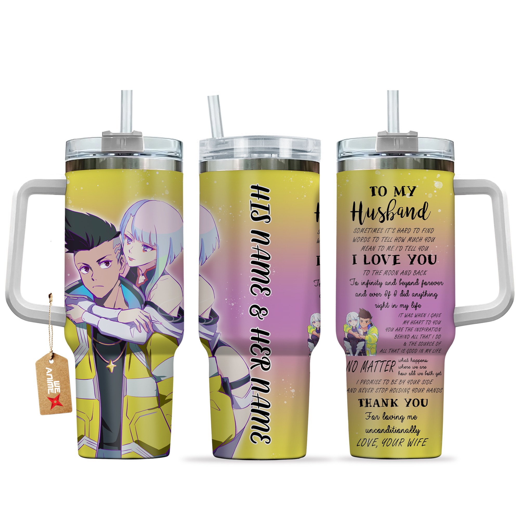 Lucyna Kushinada & David Martinez Cyberpunk Anime Valentine Custom Stanley Cup 40 oz 30 oz Tumbler With HandleTVC2301168