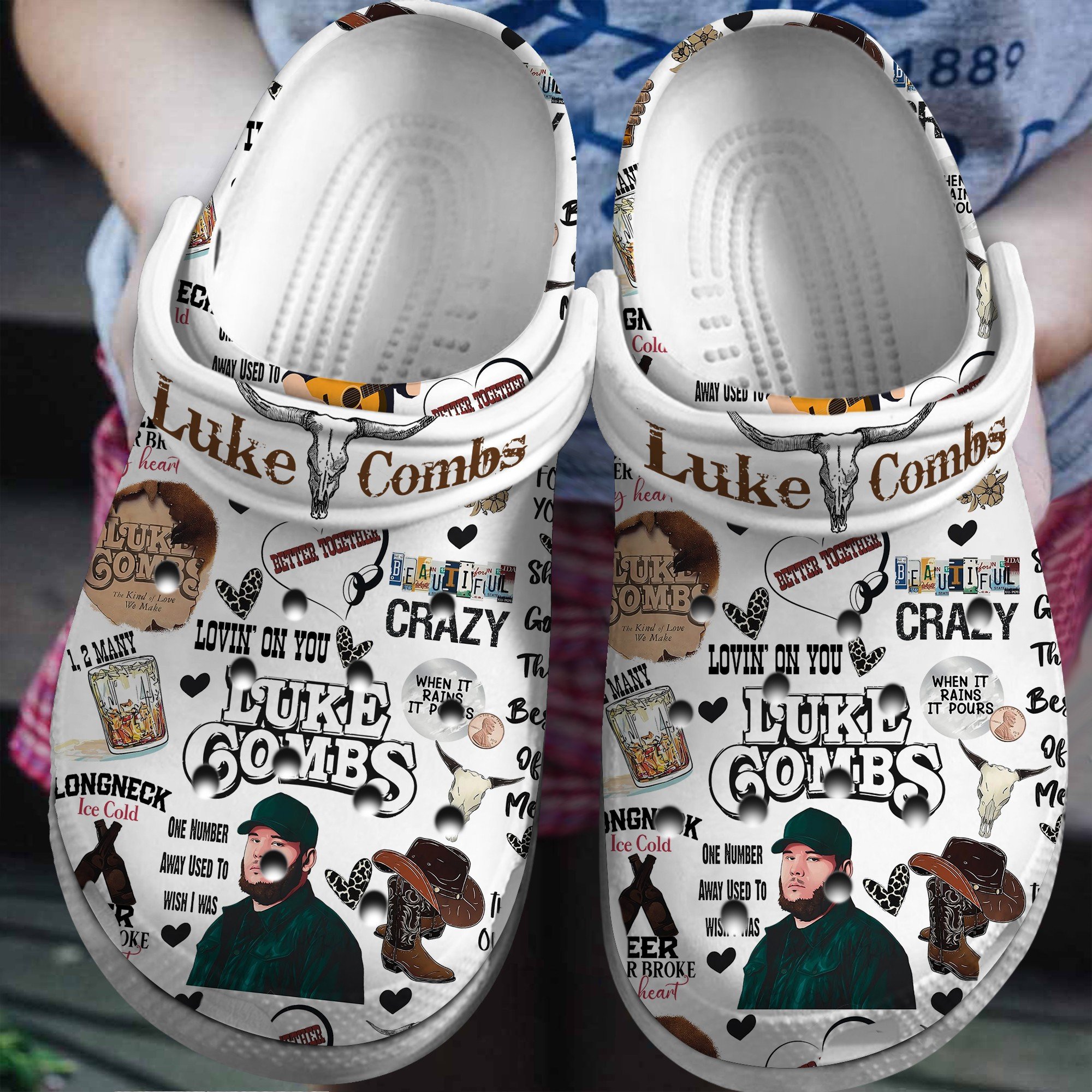 Luke Combs Singer Music Crocs Crocband Clogs Shoes Comfortable For Men Women and Kids