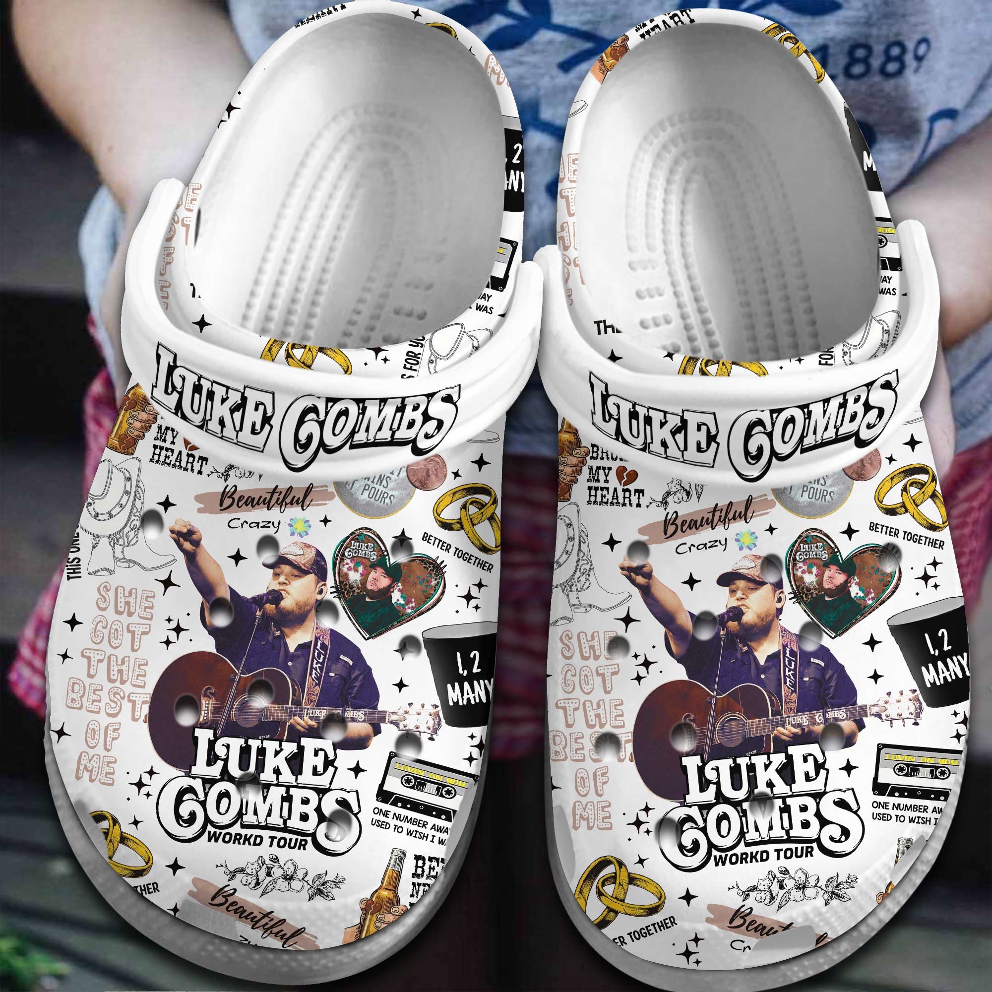 Luke Combs Singer Music Crocs Crocband Clogs Shoes Comfortable For Men Women and Kids