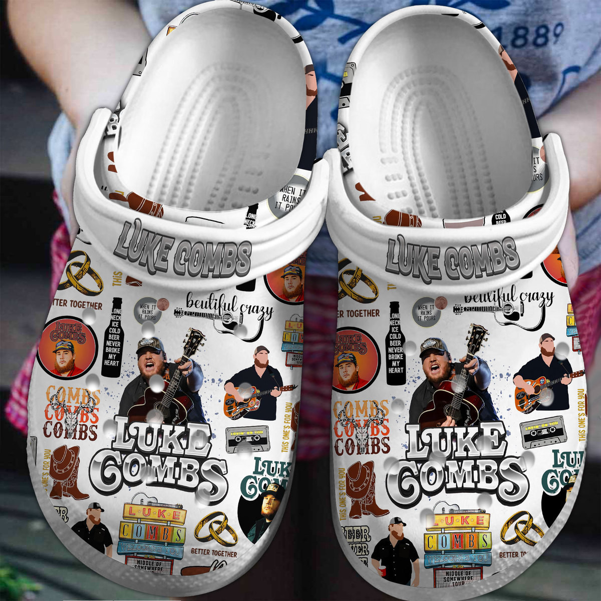 Luke Combs Singer Music Crocs Crocband Shoes Clogs For Men Women and Kids