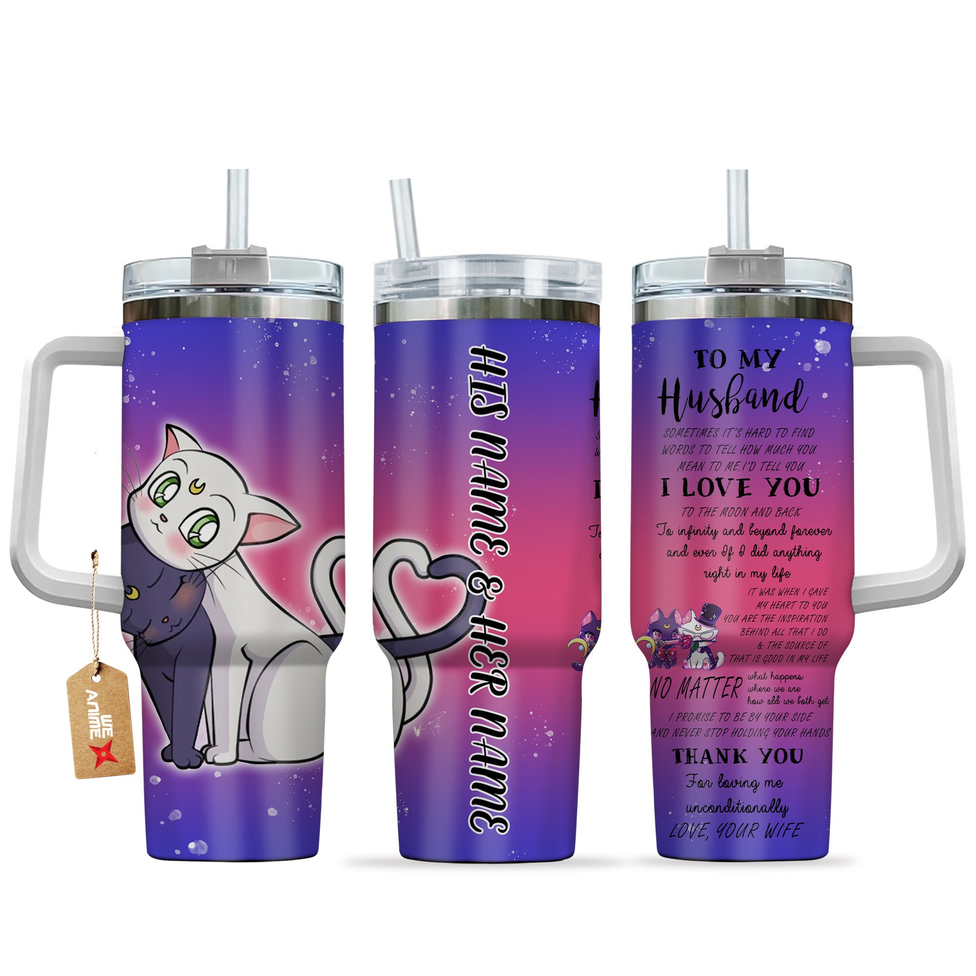Luna & Artemis Sailor Moon Anime Valentine Custom Stanley Cup 40 oz 30 oz Tumbler With HandleTVC2301169