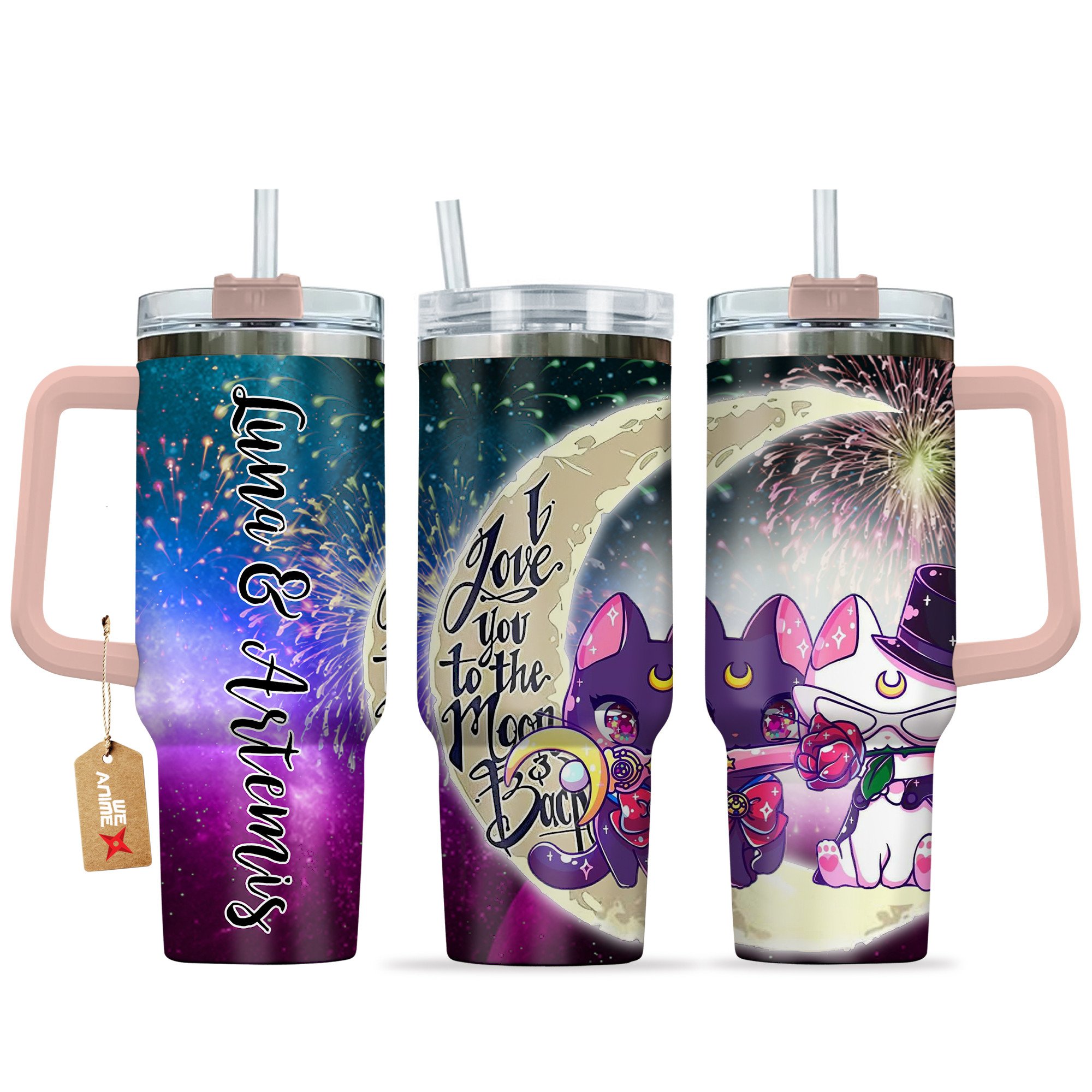 Luna & Artermis Sailor Moon Anime Valentine Custom Stanley Cup 40 oz 30 oz Tumbler With HandleTVC2301167