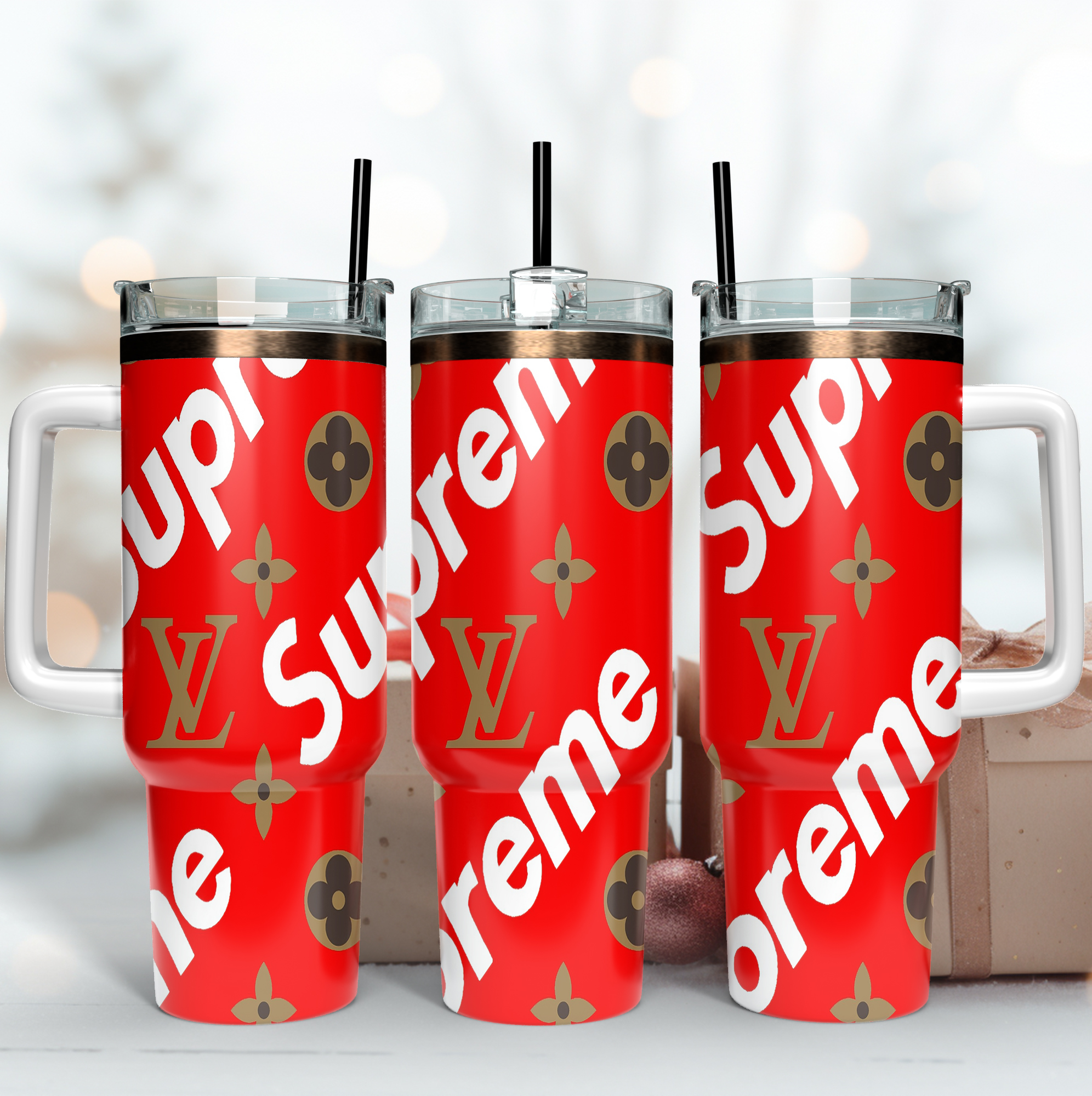 LV X Supreme Logo Custom Stanley Cup 40 oz 30 oz Tumbler With HandleTVC2301169