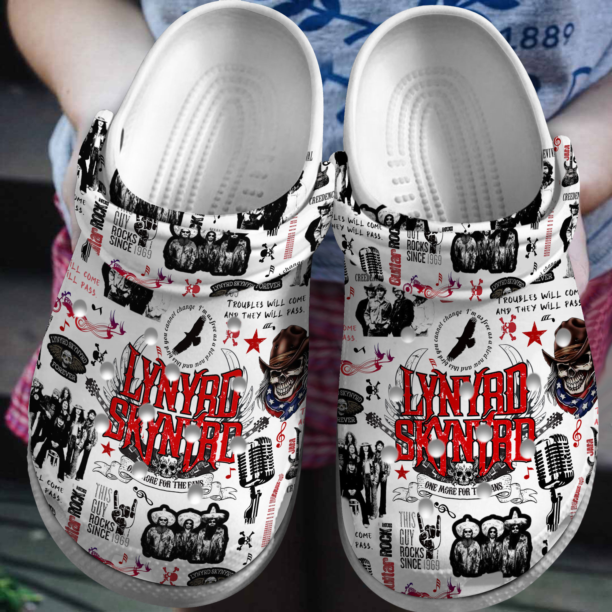 Lynyrd Skynyrd Music Crocs Crocband Clogs Shoes Comfortable For Men Women and Kids