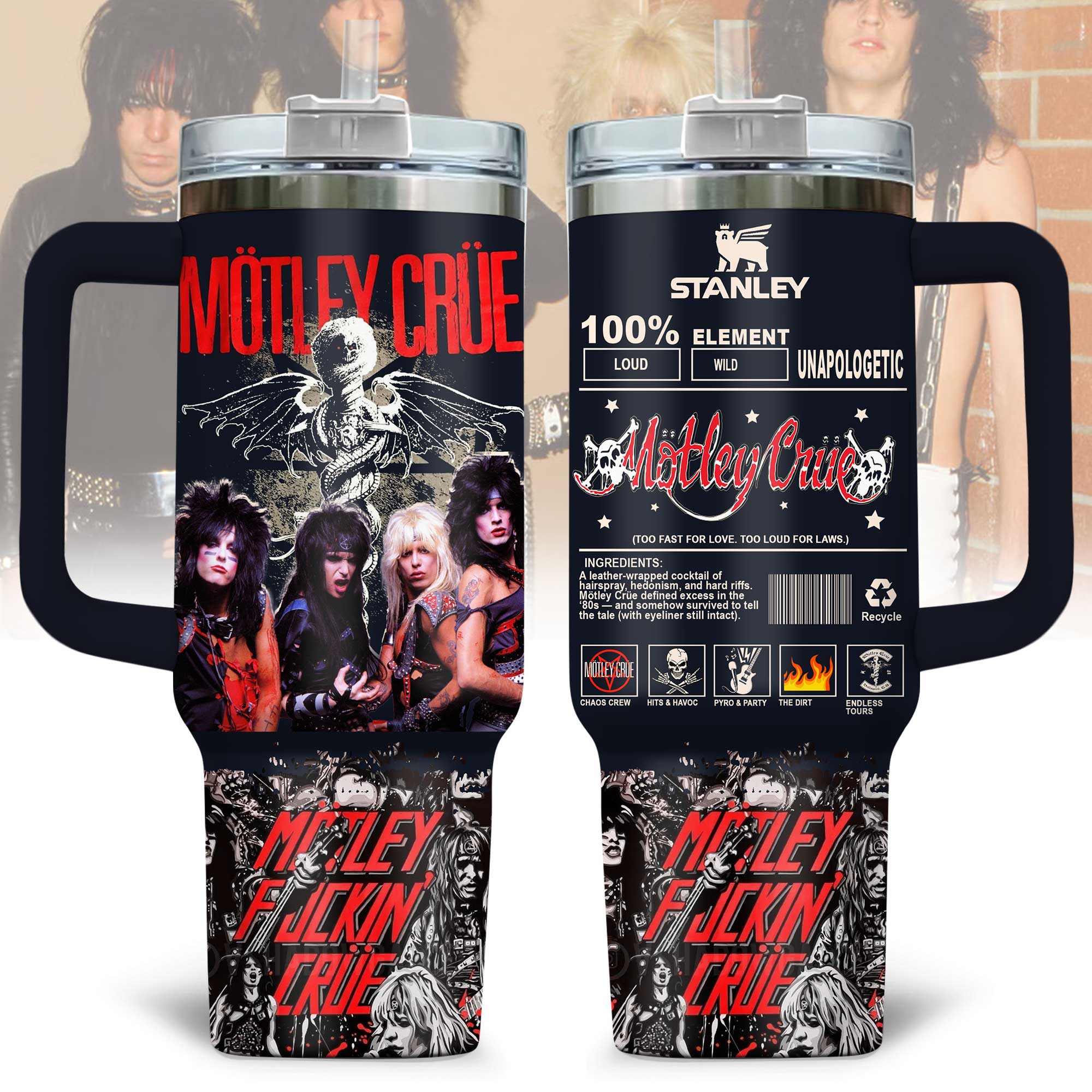 MÃ¶tley CrÃ¼e Music Custom Stanley Cup 40 oz 30 oz Tumbler With HandleTVC2301172