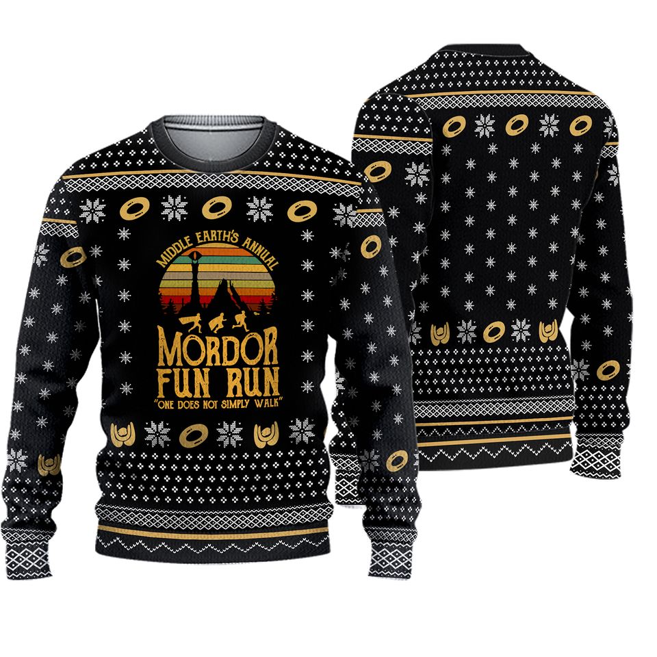 m o r d o r fun run ugly christmas sweater