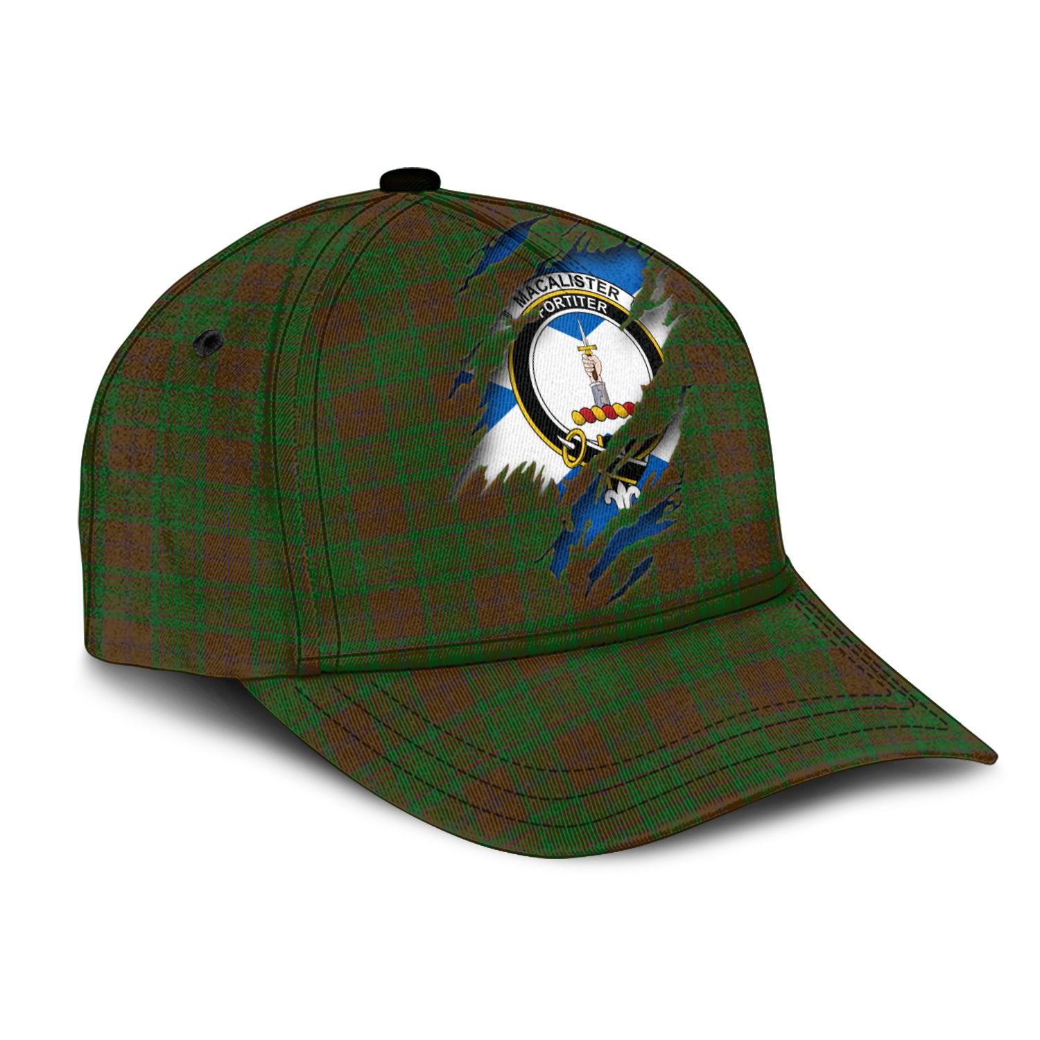 MacAlister of Glenbarr Hunting Tartan Plaid Cap, Family Crest In Me Style Tartan Baseball Cap TS23 Trucker Hats Custom Hats Gifts For Men & Women