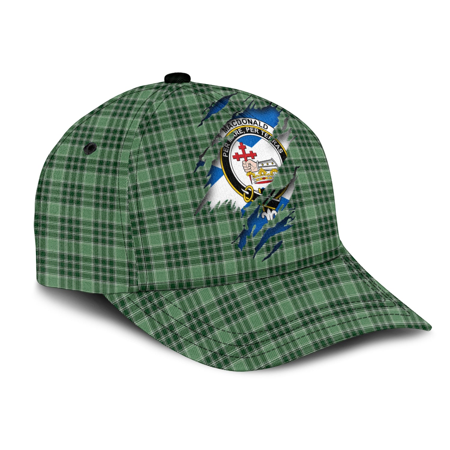 MacDonald Lord of the Isles Hunting Tartan Plaid Cap, Family Crest In Me Style Tartan Baseball Cap TS23 Trucker Hats Custom Hats Gifts For Men & Women