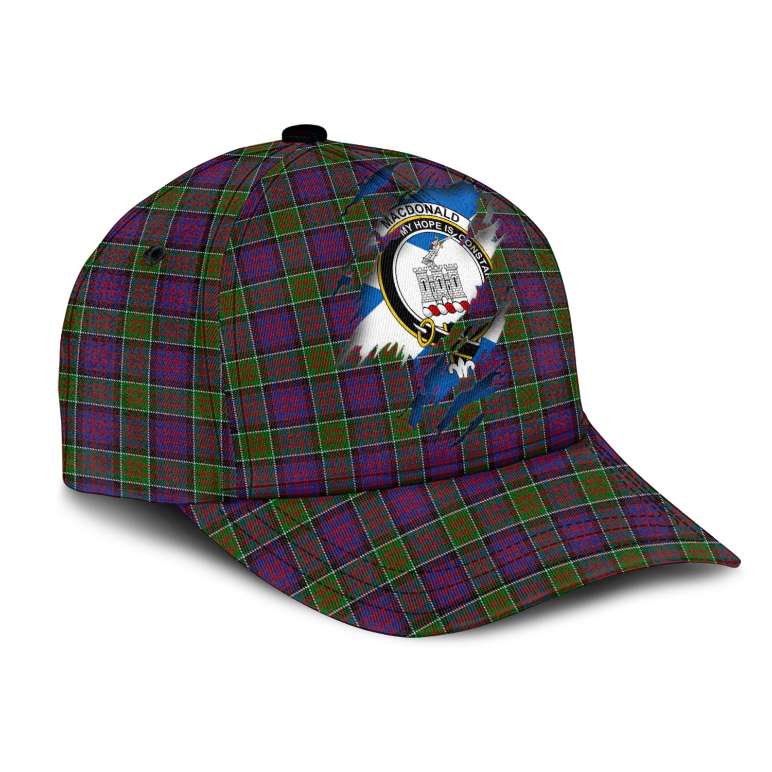 MacDonald of Clan Ranald Modern Tartan Plaid Cap, Family Crest In Me Style Tartan Baseball Cap TS23 Trucker Hats Custom Hats Gifts For Men & Women