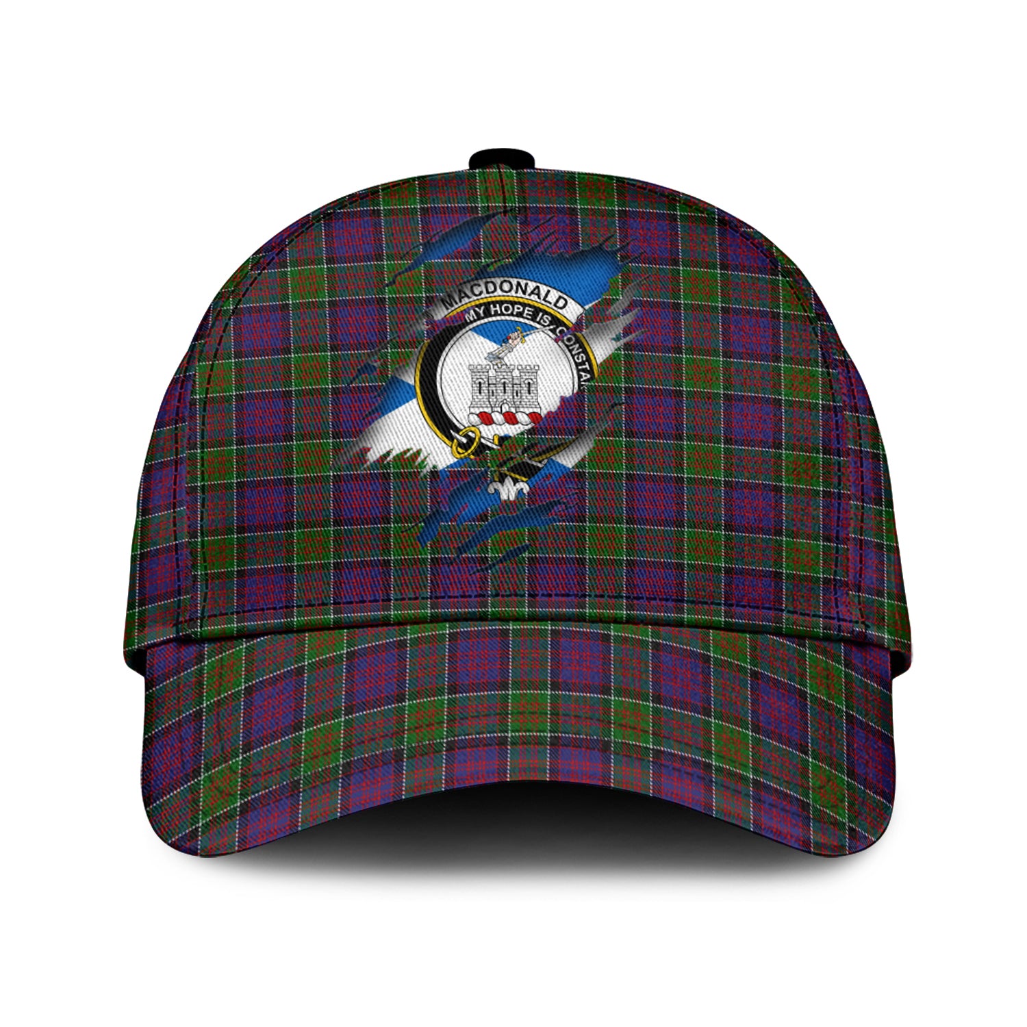 MacDonald of Clan Ranald Modern Tartan Plaid Cap, Family Crest In Me Style Tartan Baseball Cap TS23 Trucker Hats Custom Hats Gifts For Men & Women