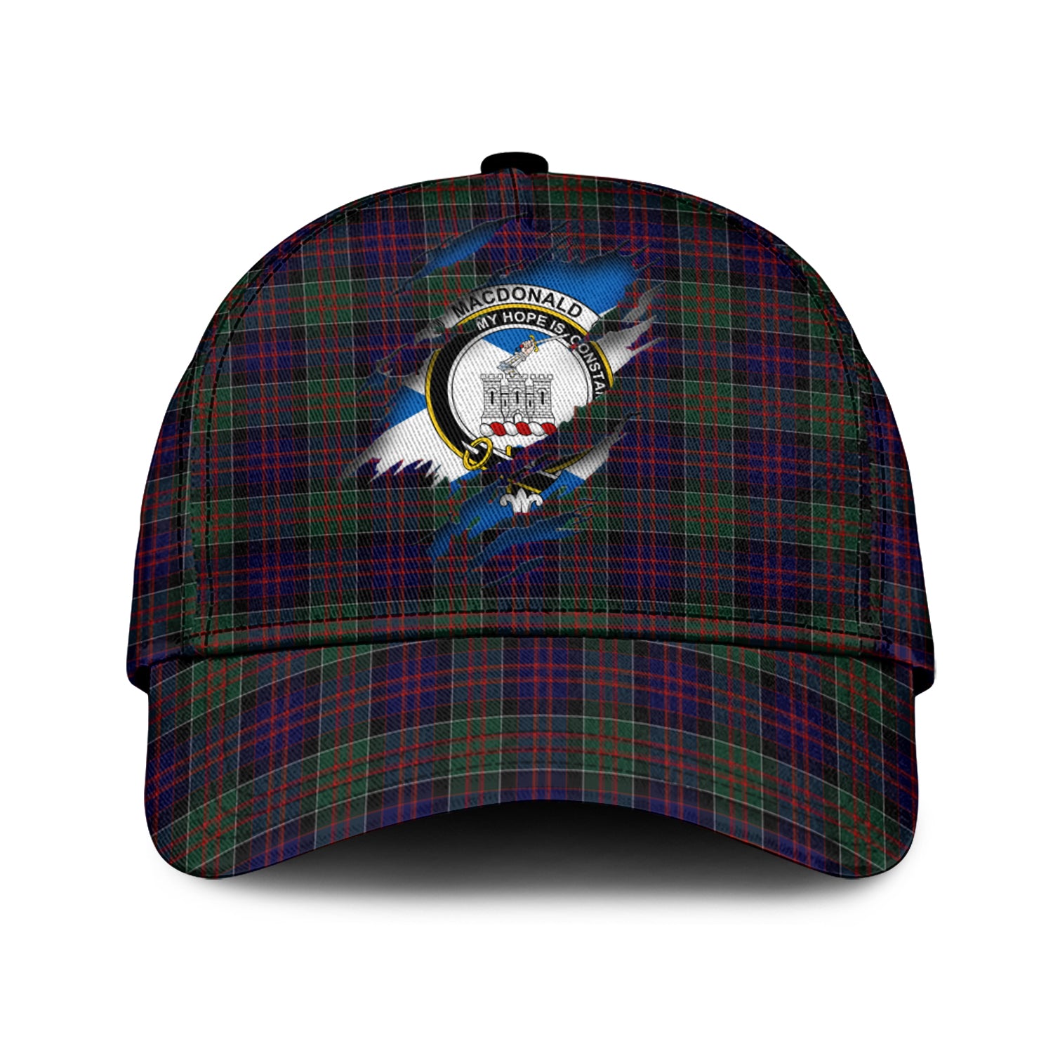 MacDonald of Clan Ranald Tartan Plaid Cap, Family Crest In Me Style Tartan Baseball Cap TS23 Trucker Hats Custom Hats Gifts For Men & Women
