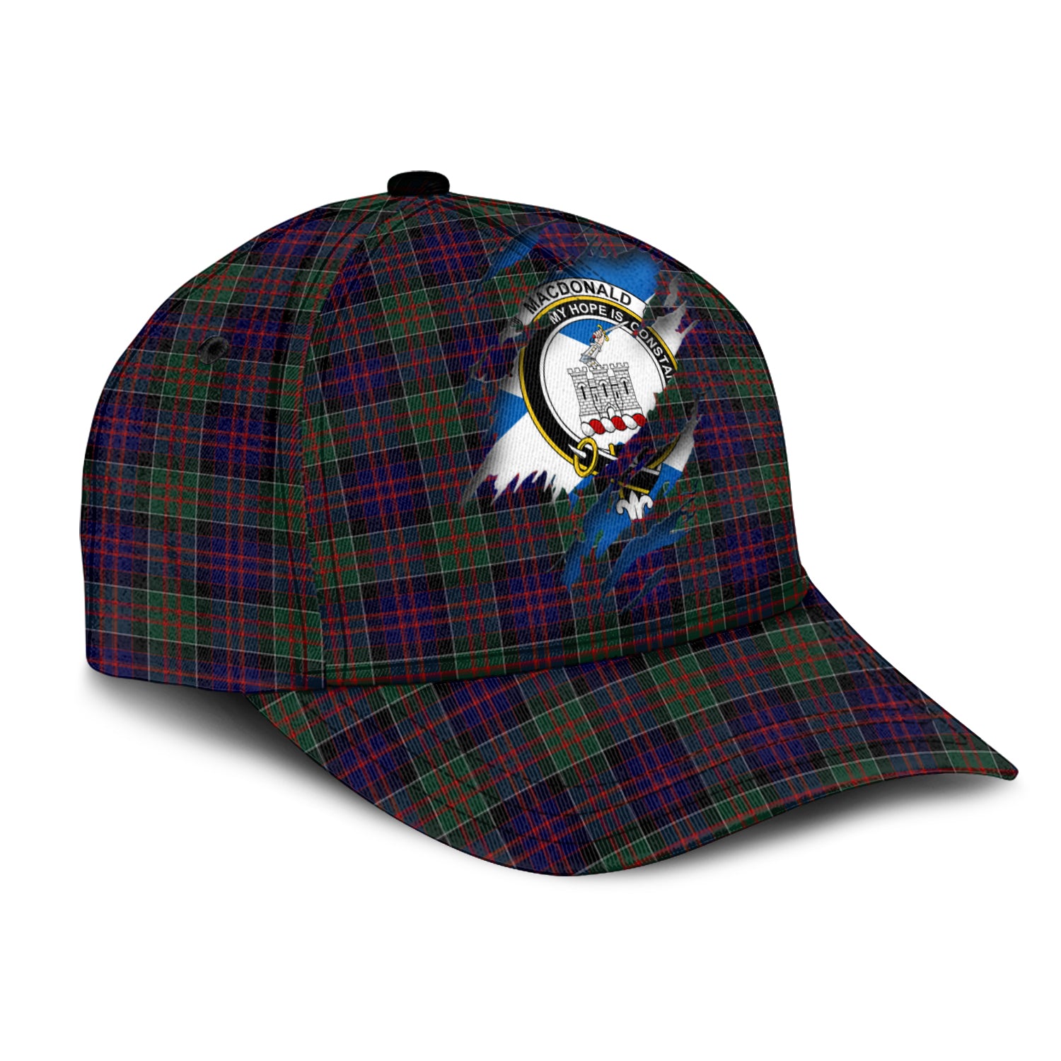 MacDonald of Clan Ranald Tartan Plaid Cap, Family Crest In Me Style Tartan Baseball Cap TS23 Trucker Hats Custom Hats Gifts For Men & Women