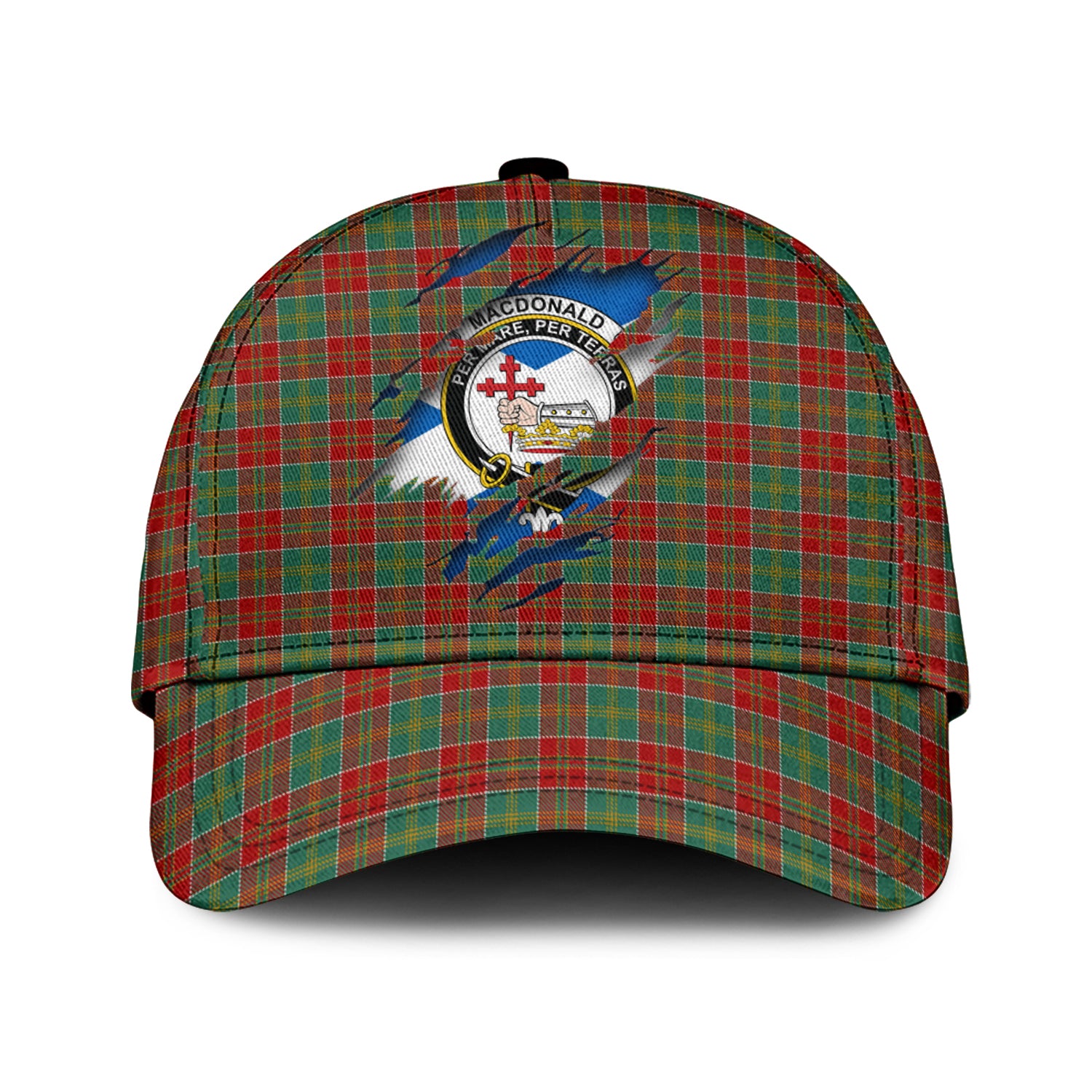 MacDonald of Kingsburgh Tartan Plaid Cap, Family Crest In Me Style Tartan Baseball Cap TS23 Trucker Hats Custom Hats Gifts For Men & Women