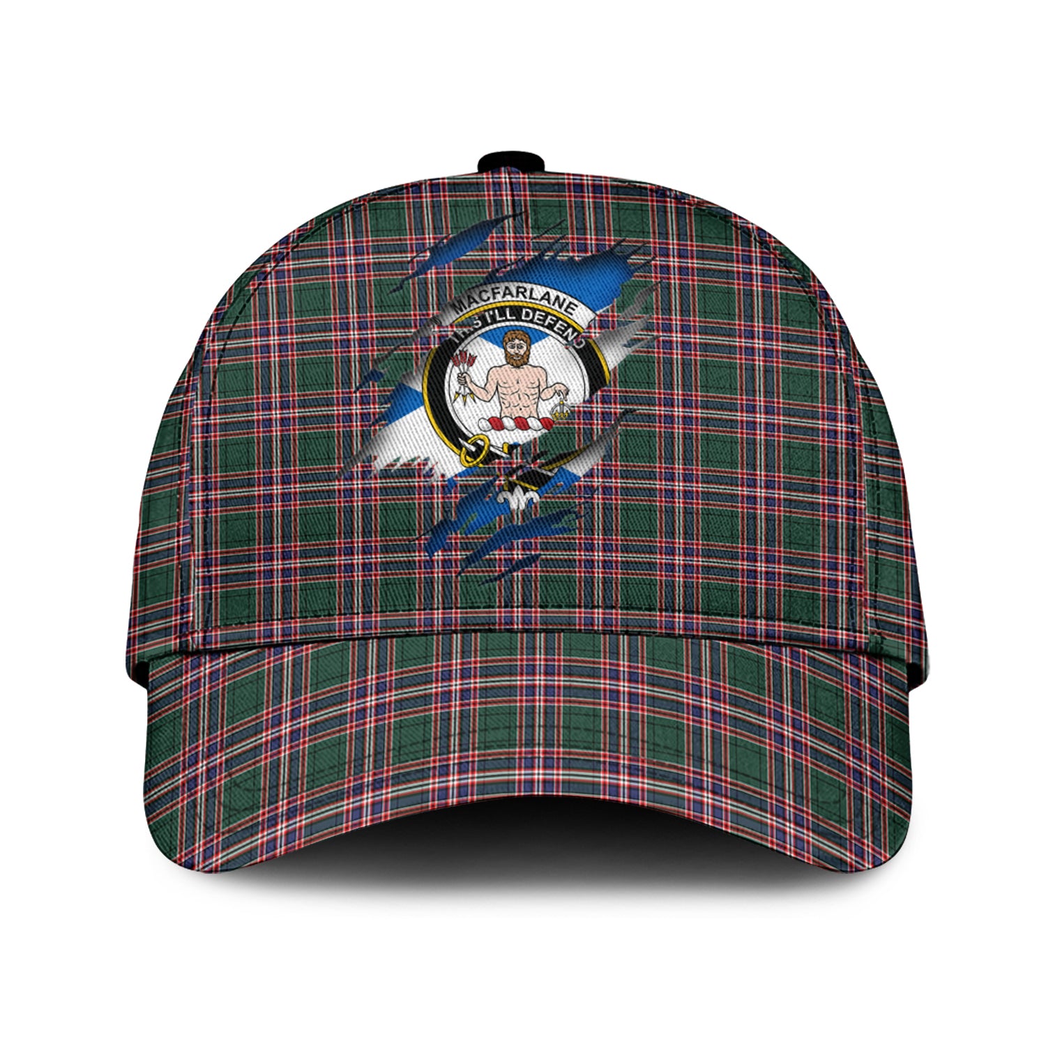 MacFarlane Hunting Modern Tartan Plaid Cap, Family Crest In Me Style Tartan Baseball Cap TS23 Trucker Hats Custom Hats Gifts For Men & Women