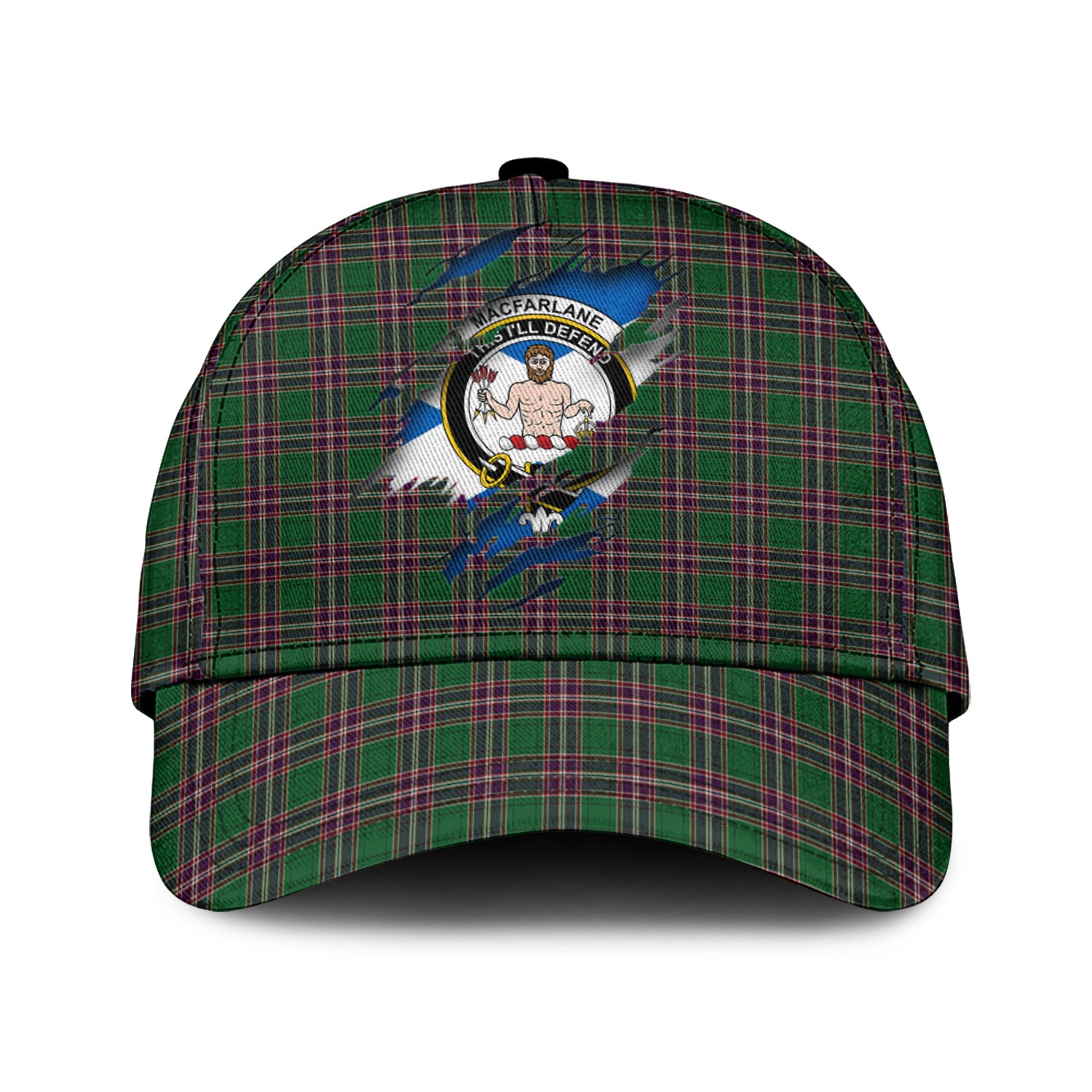 MacFarlane Hunting Tartan Plaid Cap, Family Crest In Me Style Tartan Baseball Cap TS23 Trucker Hats Custom Hats Gifts For Men & Women