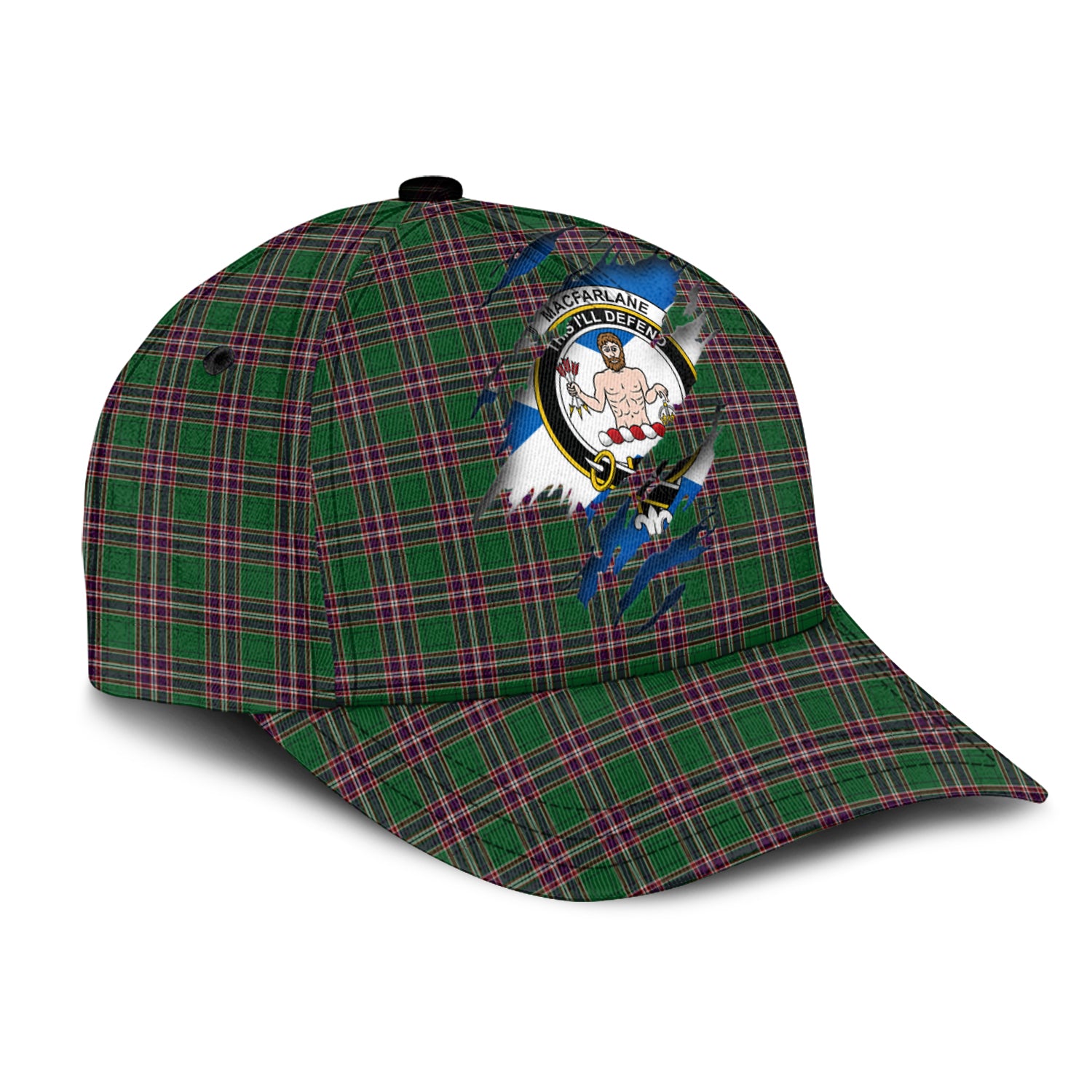 MacFarlane Hunting Tartan Plaid Cap, Family Crest In Me Style Tartan Baseball Cap TS23 Trucker Hats Custom Hats Gifts For Men & Women
