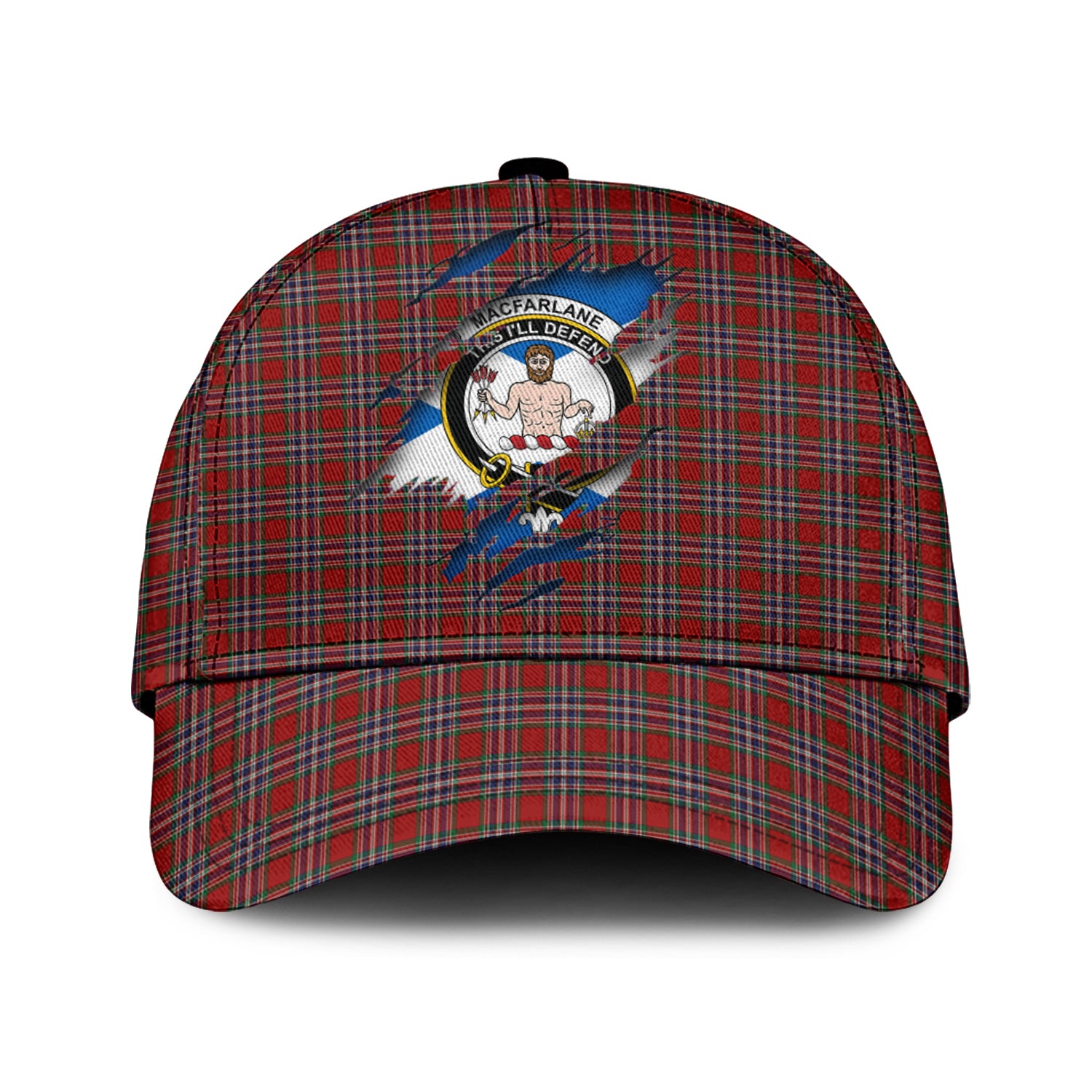 MacFarlane Red Tartan Plaid Cap, Family Crest In Me Style Tartan Baseball Cap TS23 Trucker Hats Custom Hats Gifts For Men & Women