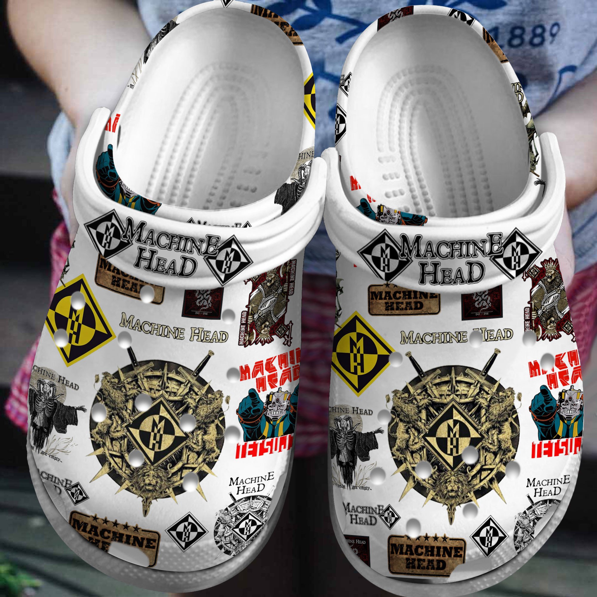 Machine Head Music Crocs Crocband Clogs Shoes Comfortable For Men Women and Kids