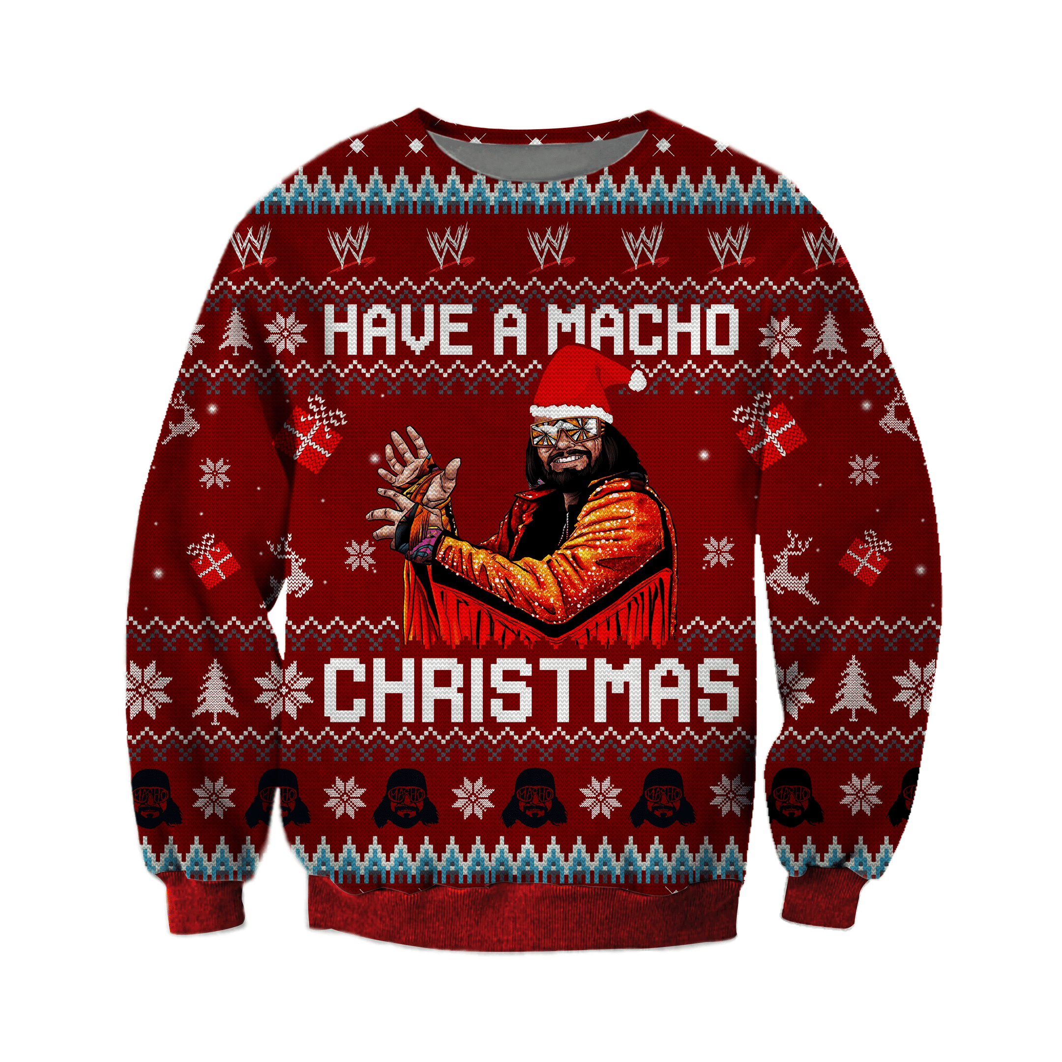 Macho Man Knitting Pattern 3D Print Ugly Christmas Sweater Adult 3D Funny Matching for family - Image 2