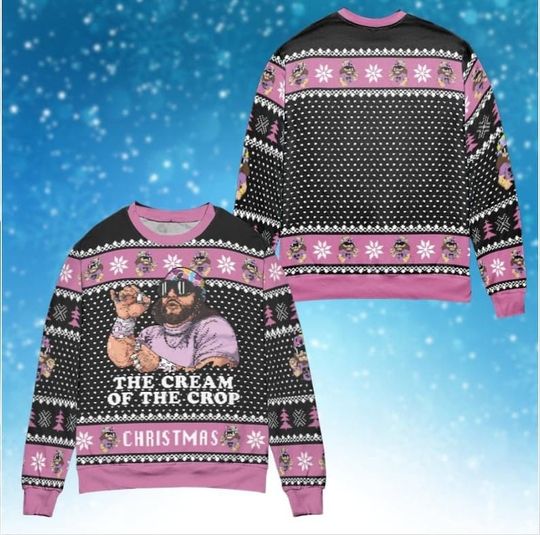 Macho Man Randy Savage Ugly Sweater, Xmas Sweater 3D, The Cream of the Crop Macho Man Randy Savage Ugly Knitted Christmas Sweatshirt - Image 5