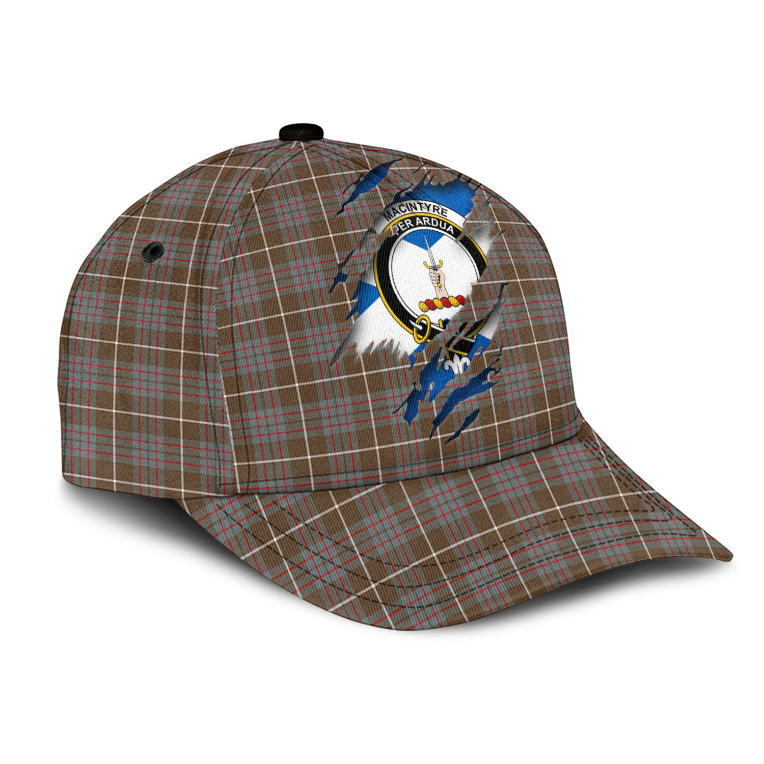 MacIntyre Hunting Weathered Tartan Plaid Cap, Family Crest In Me Style Tartan Baseball Cap TS23 Trucker Hats Custom Hats Gifts For Men & Women