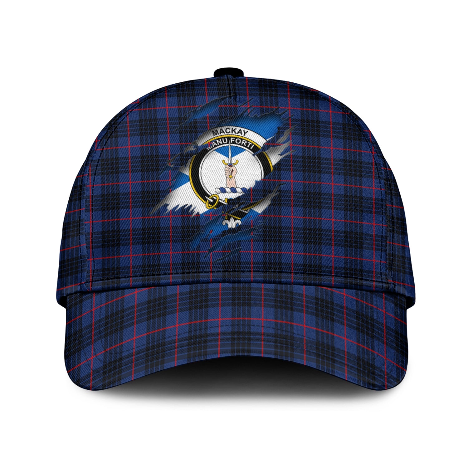 MacKay Blue Modern Tartan Plaid Cap, Family Crest In Me Style Tartan Baseball Cap TS23 Trucker Hats Custom Hats Gifts For Men & Women