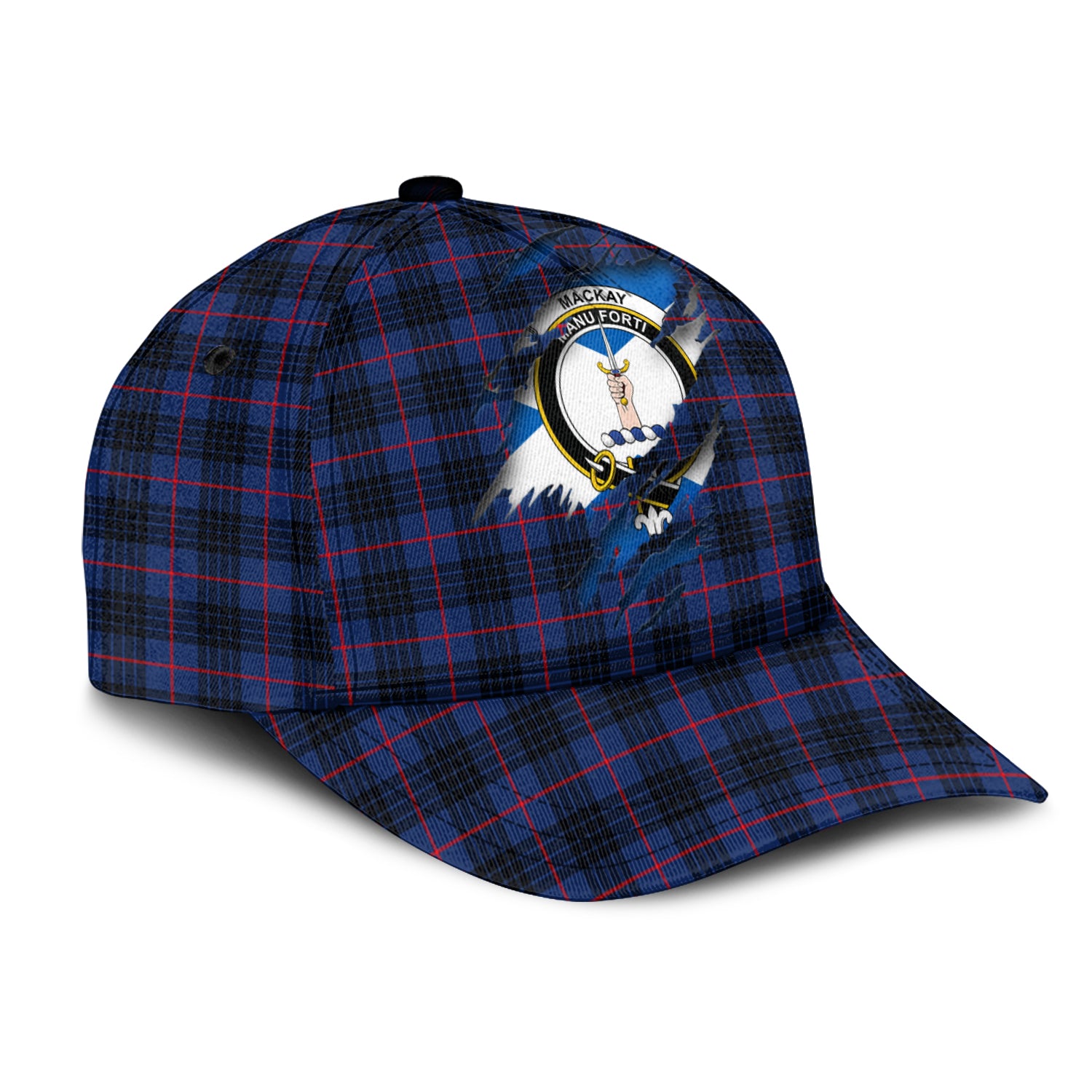 MacKay Blue Modern Tartan Plaid Cap, Family Crest In Me Style Tartan Baseball Cap TS23 Trucker Hats Custom Hats Gifts For Men & Women