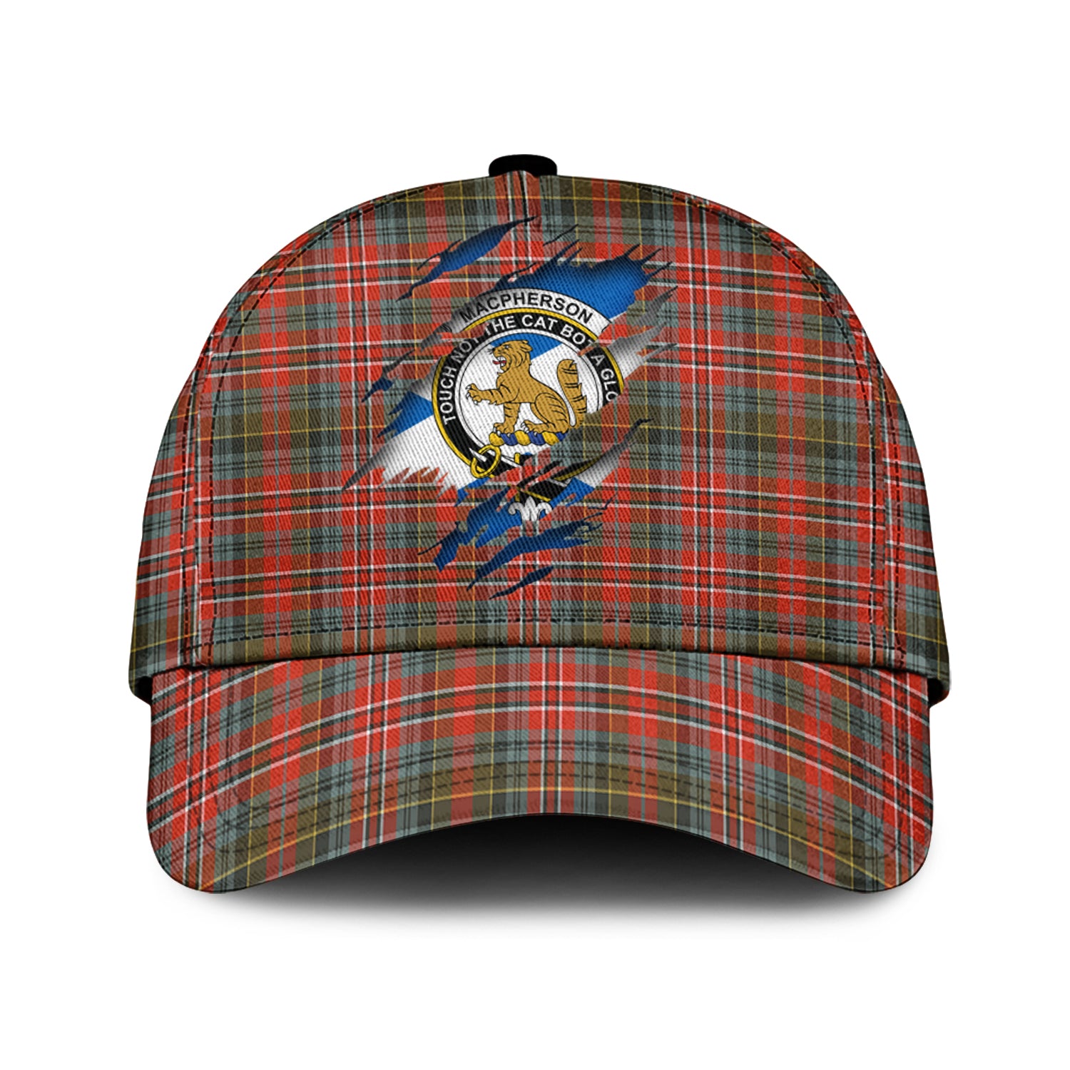 MacPherson Weathered Tartan Plaid Cap, Family Crest In Me Style Tartan Baseball Cap TS23 Trucker Hats Custom Hats Gifts For Men & Women