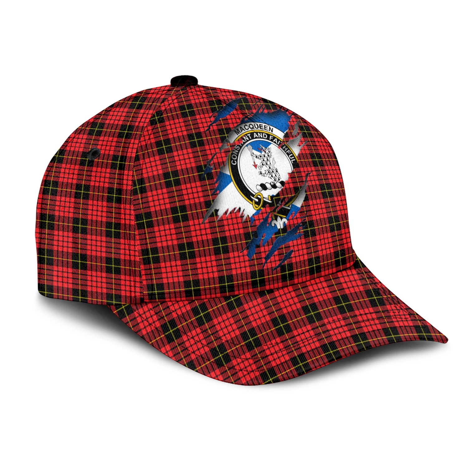 MacQueen Modern Tartan Plaid Cap, Family Crest In Me Style Tartan Baseball Cap TS23 Trucker Hats Custom Hats Gifts For Men & Women