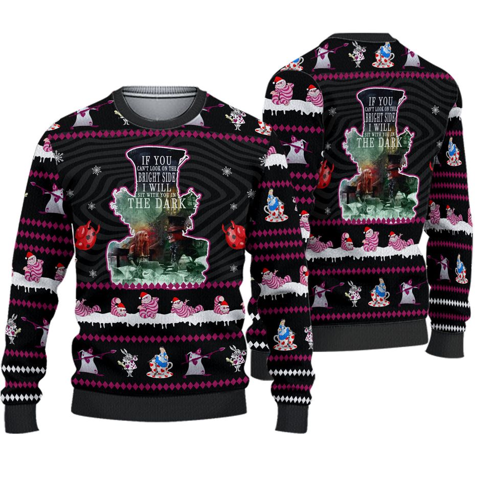 Mad Hatters Alice In Wonderlands Ugly Christmas Sweater, Christmas Sweater