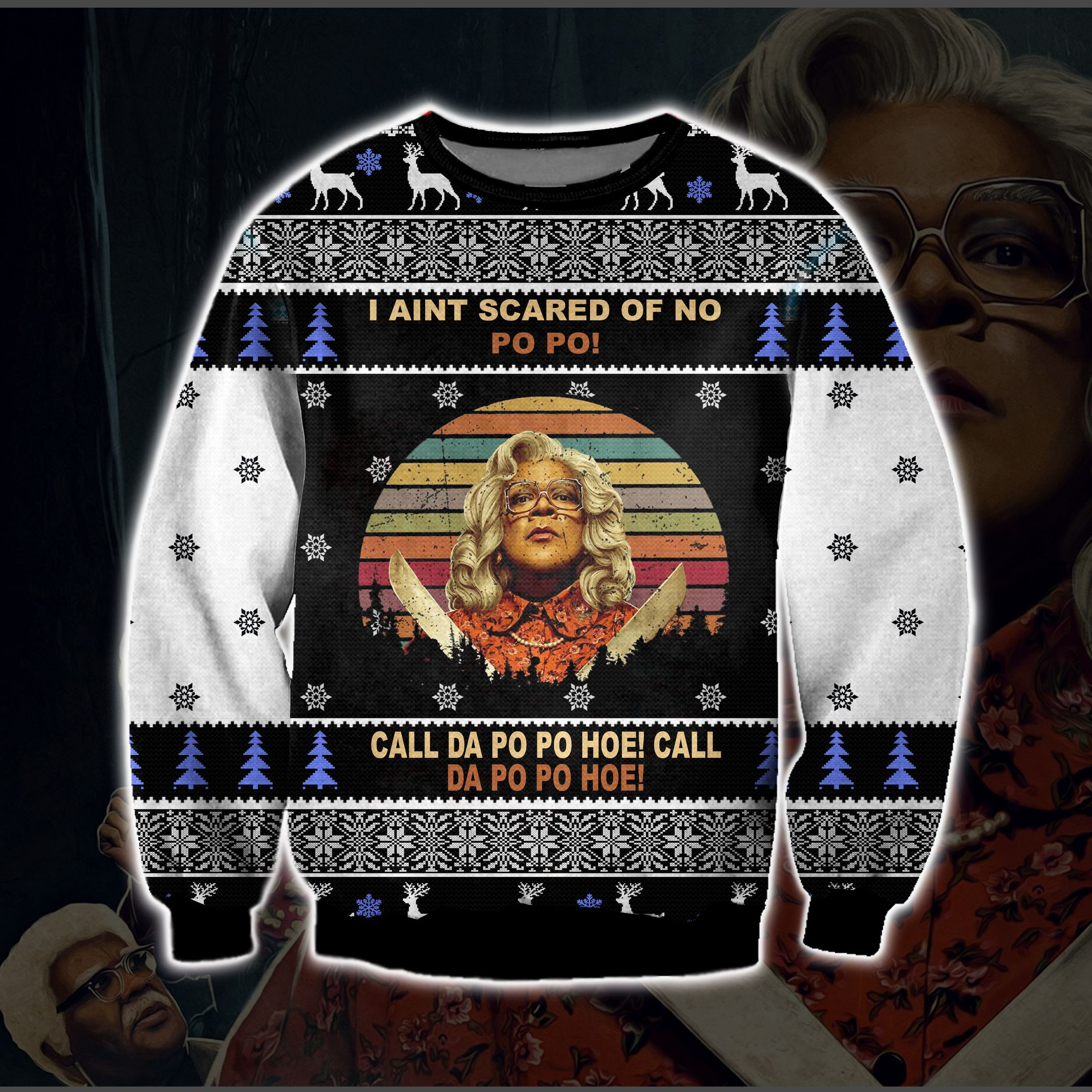Madea 3D Print Knitting Pattern Ugly Christmas Sweater Adult 3D Funny Matching for family