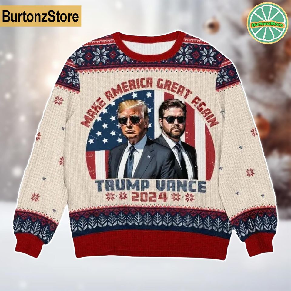 MAGA Trump Vance 2024 Ugly Christmas Sweater, Bring Back American Pride