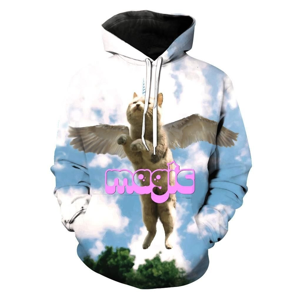 Magic Flying Cat Unicorn 3D All Over Print Hoodie, Zip Hoodie