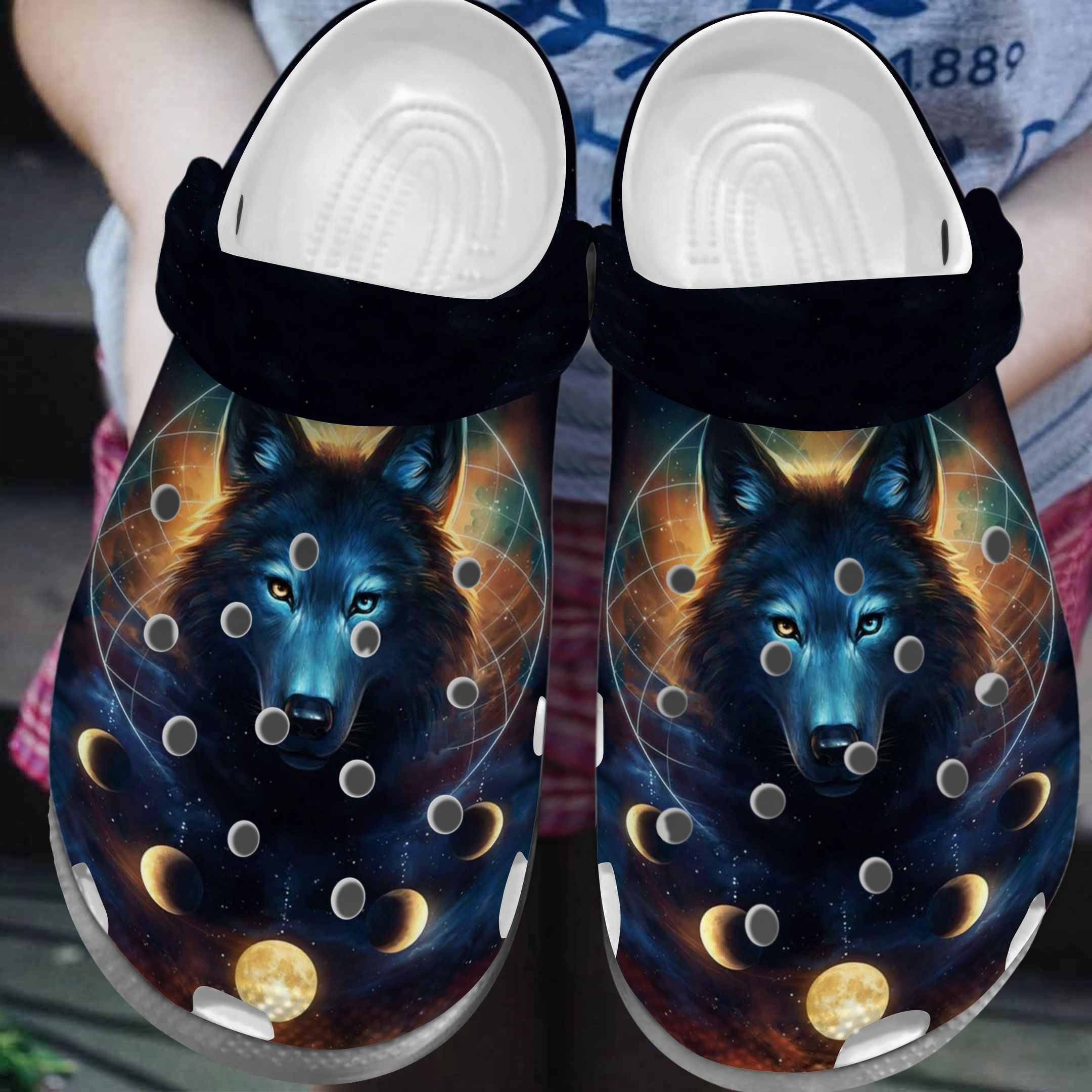 Magic Wolf Moon Shoes Crocbland Clogs Gifts For Men Women