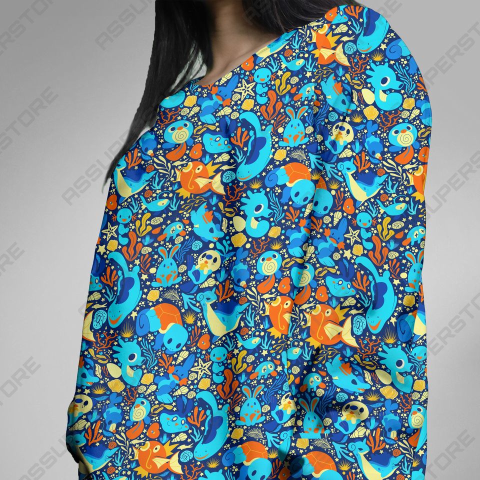 Magikarp Lapras Sweatshirt Japanese Anime Cute Gifts Magikarp Sweater Shirt Lapras Water Shirt Gift - Image 9