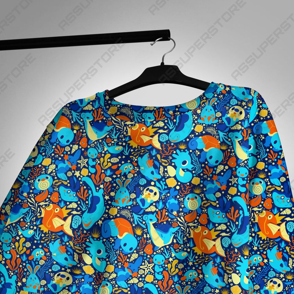 Magikarp Lapras Sweatshirt Japanese Anime Cute Gifts Magikarp Sweater Shirt Lapras Water Shirt Gift - Image 3