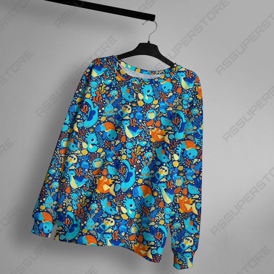 Magikarp Lapras Sweatshirt Japanese Anime Cute Gifts Magikarp Sweater Shirt Lapras Water Shirt Gift
